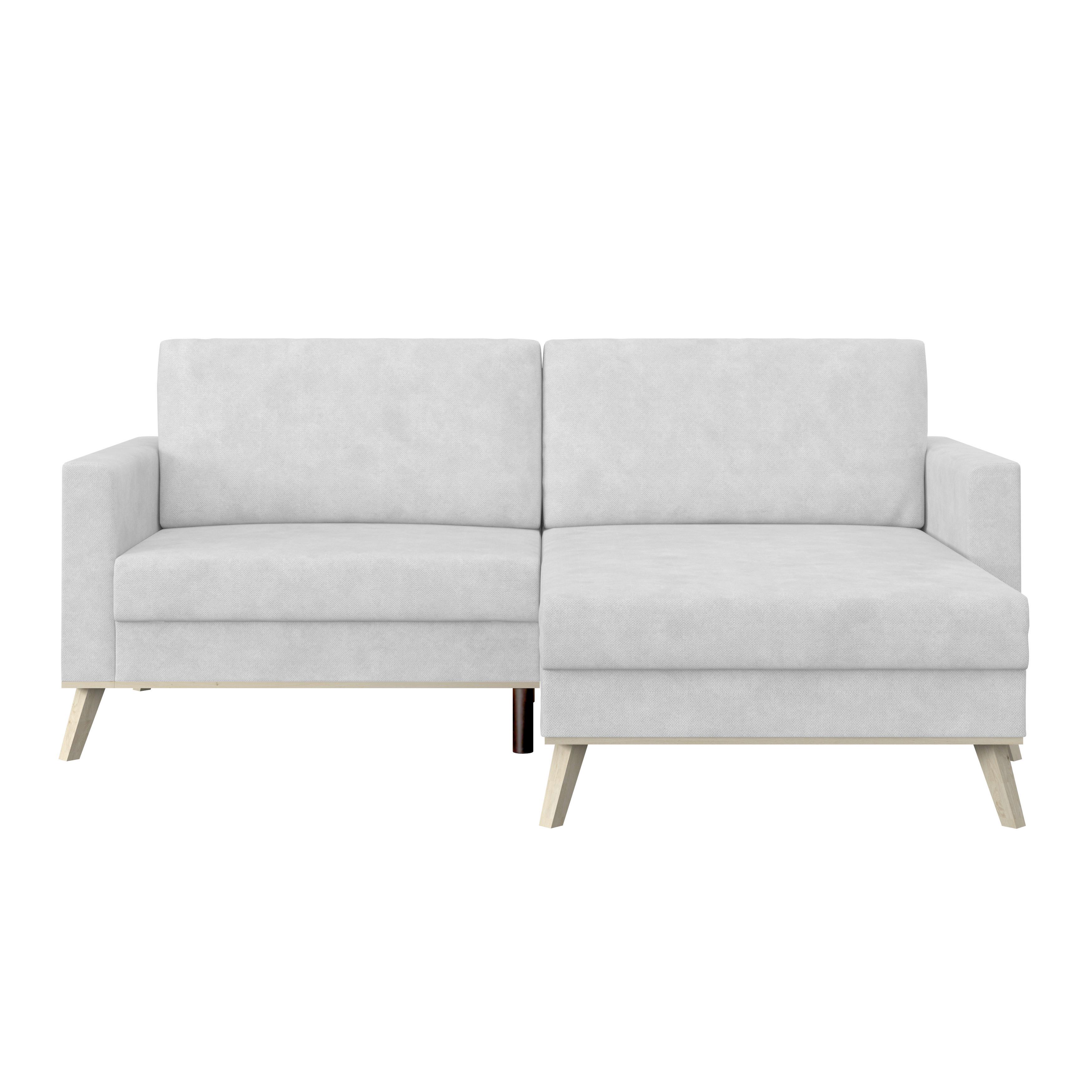 Rohová sedacia súprava CARINI, obojstranná, svetlosivá - farba duba/svetlosivá, Basics, drevo/textil (222/152cm)