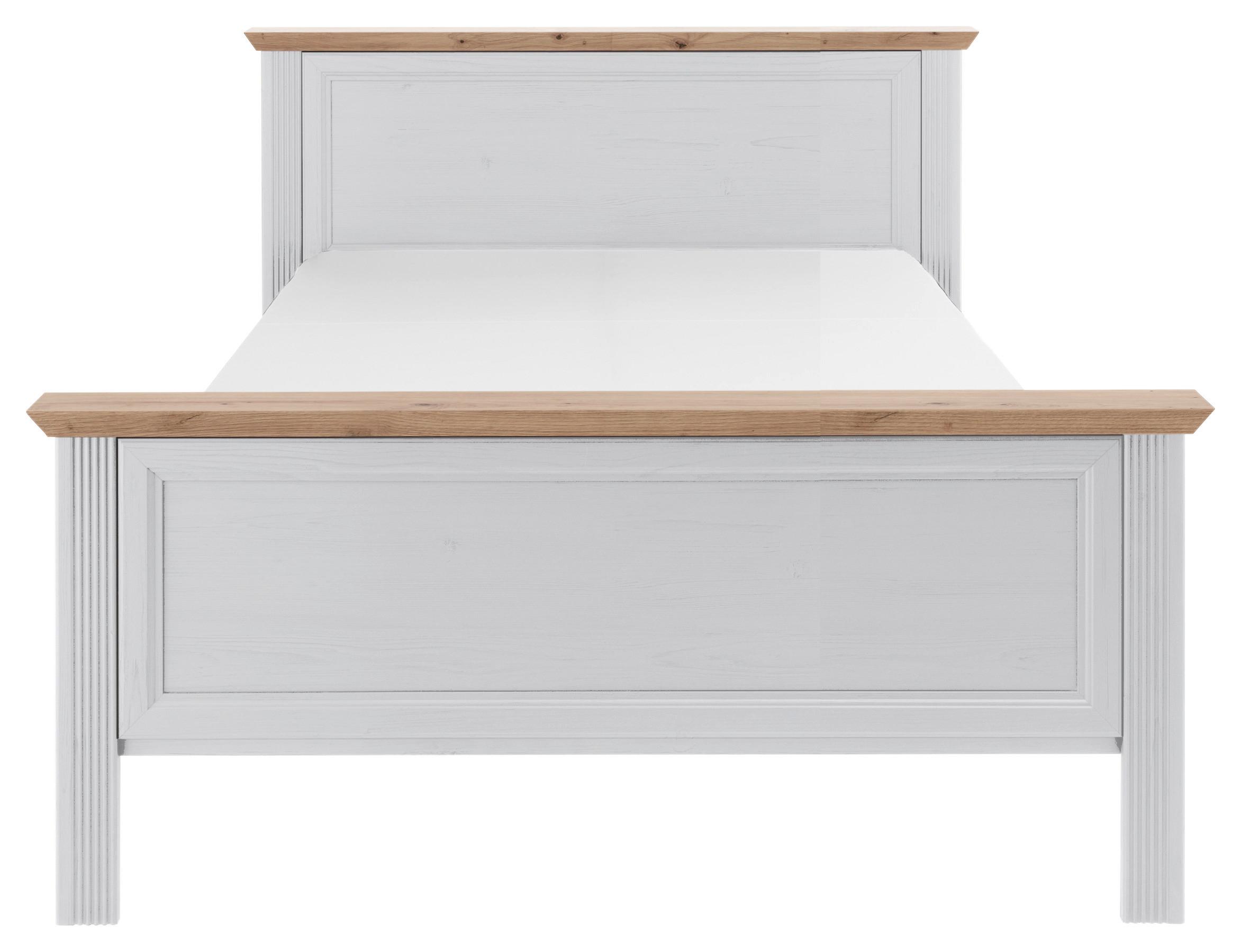 Bett Landhaus-Stil 140x200 Jasmin II Weiß/Eiche Artisan - Schwarz/Weiß, LIFESTYLE, Holzwerkstoff