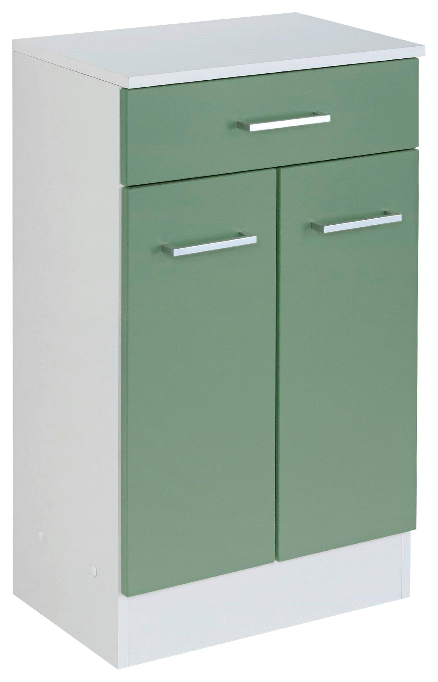 Badezimmer Unterschrank Riga BxH 50x84 cm Weiß/Grün - Weiß/Grün, MODERN, Holzwerkstoff (50/84/35cm) - Held
