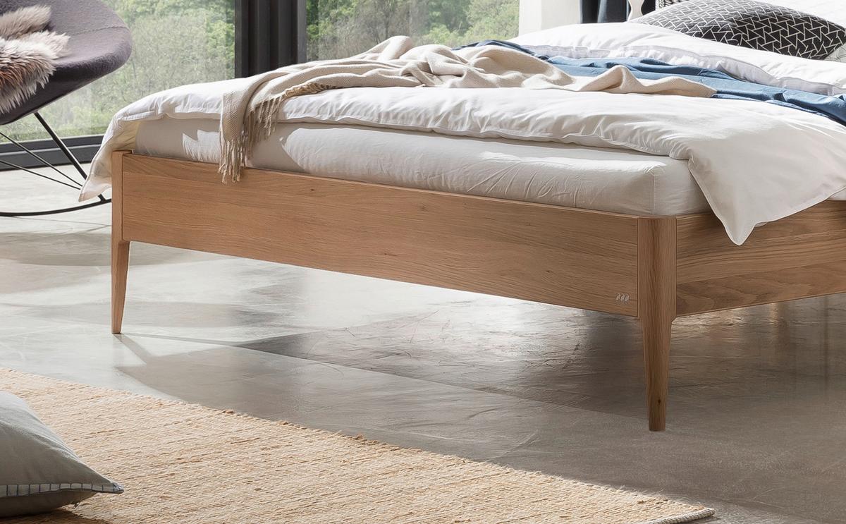 Bett Fanano Eichefarben 140x200 Cm - Eichefarben/Hellgrau, KONVENTIONELL, Holz/Textil (140/200cm) - Hasena