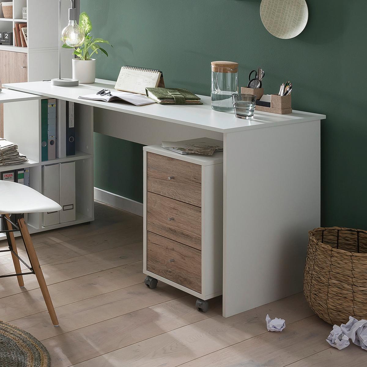 Rollcontainer 400 Rollcontainer - Wildeiche/Weiß, MODERN, Holzwerkstoff/Kunststoff (32,6/59,7/39,1cm) - MID.YOU