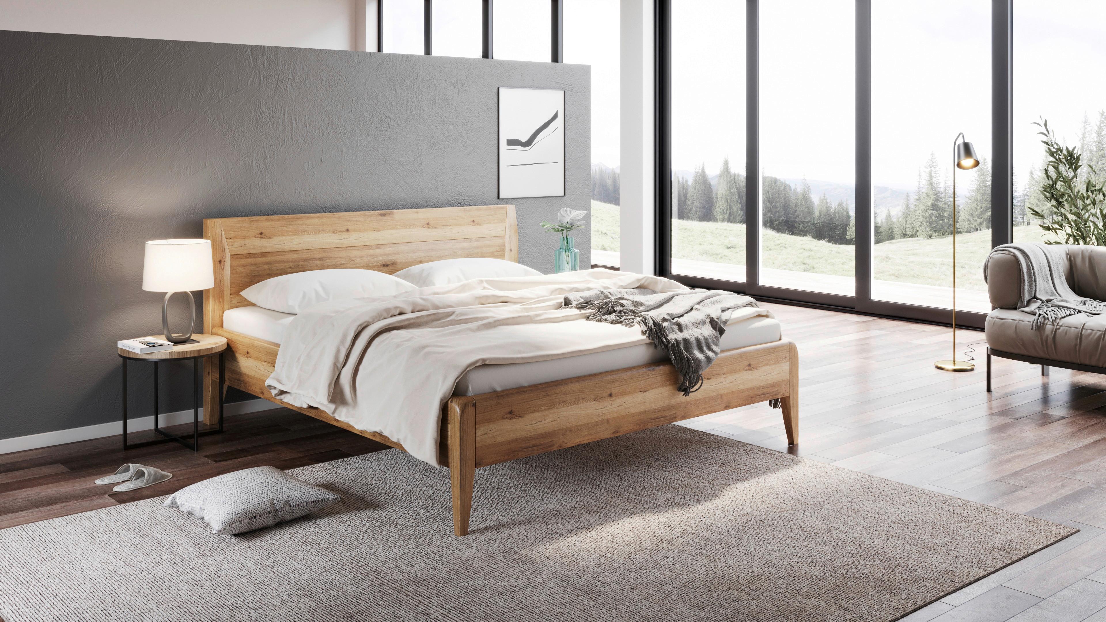Bett Laura Naturfarben /Wildeiche 160x200cm - Wildeiche/Naturfarben, MODERN, Holz (160/200cm) - MID.YOU