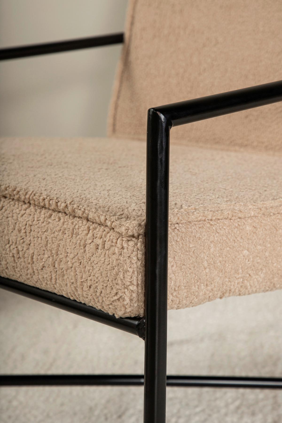 Sessel Rakel - Beige/Schwarz, Design, Textil/Metall (66/78/65cm) - Livetastic