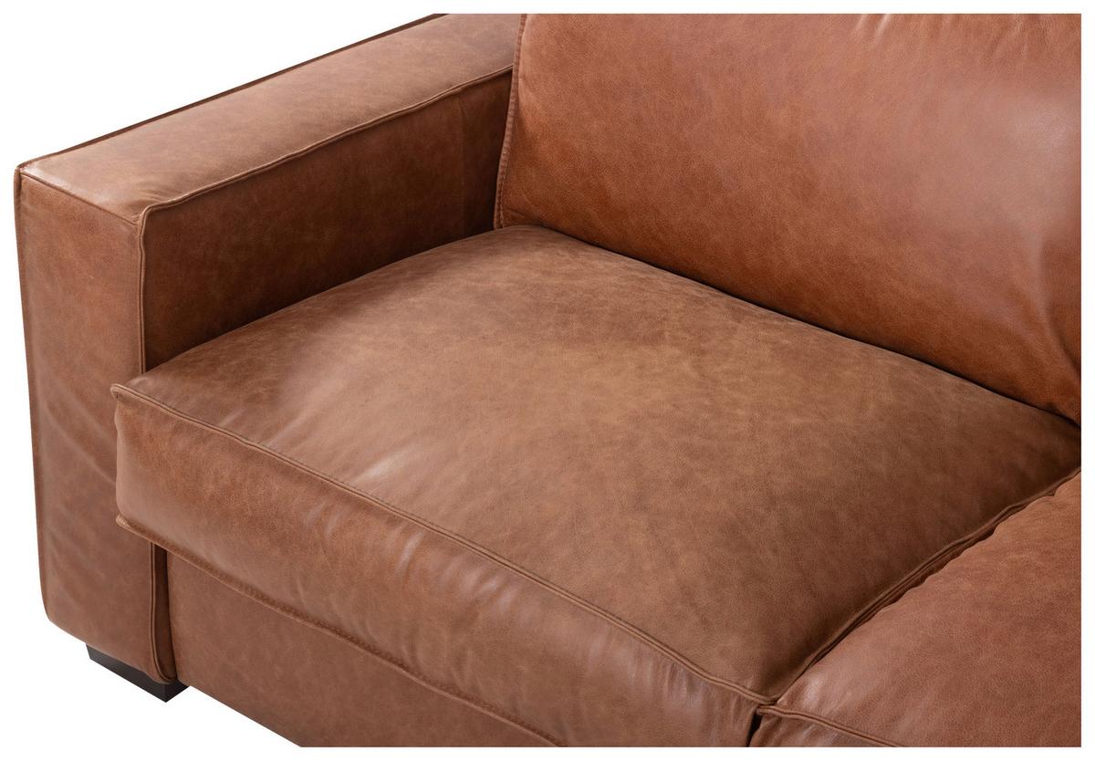 Schlafsofa Texas Cognac Anilinleder, B: 203 Cm - Cognac/Dunkelbraun, Design, Leder (203/85/99cm) - MID.YOU