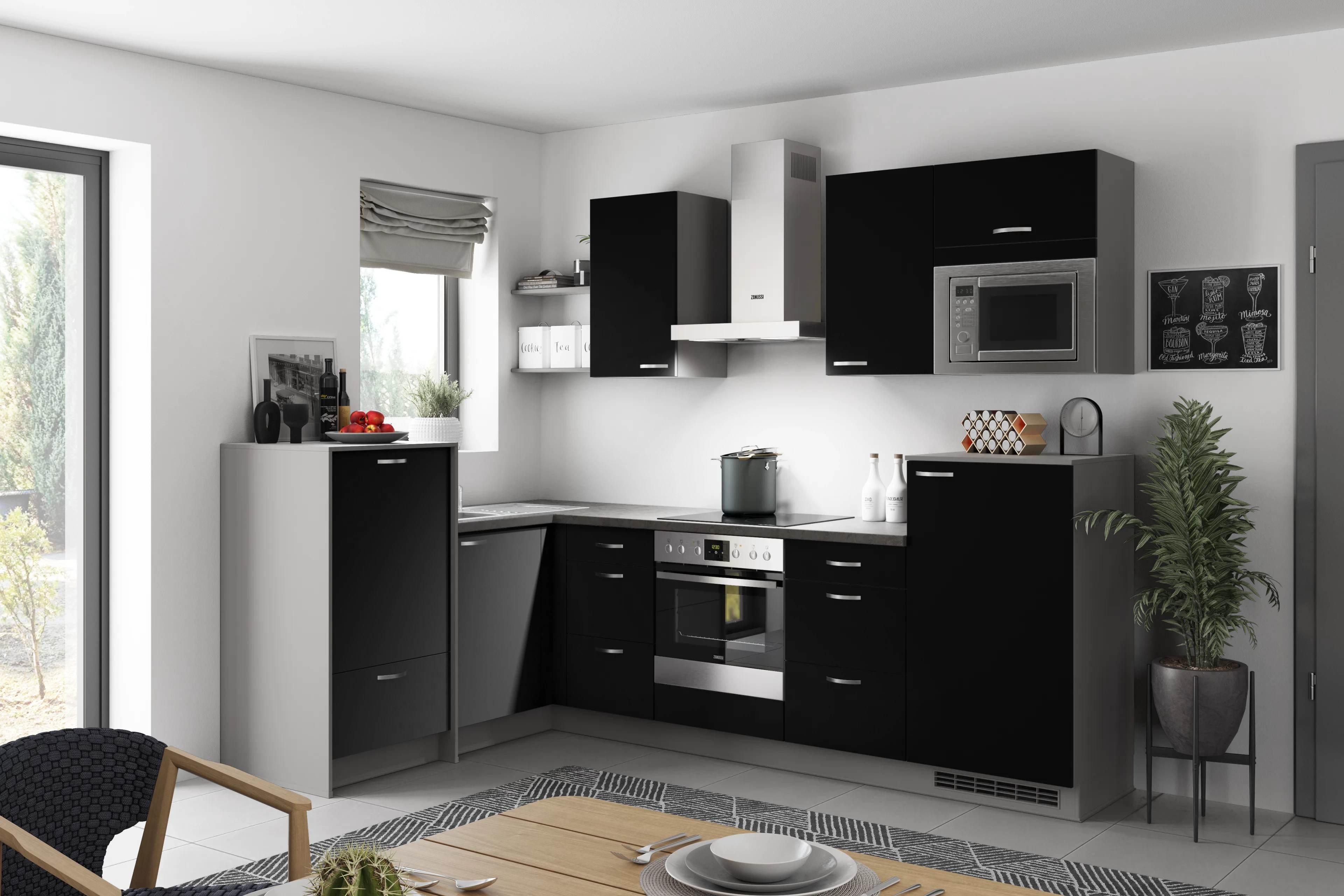 Eckküche Clean - Anthrazit/Schwarz, MODERN, Holzwerkstoff (178/280cm) - Express