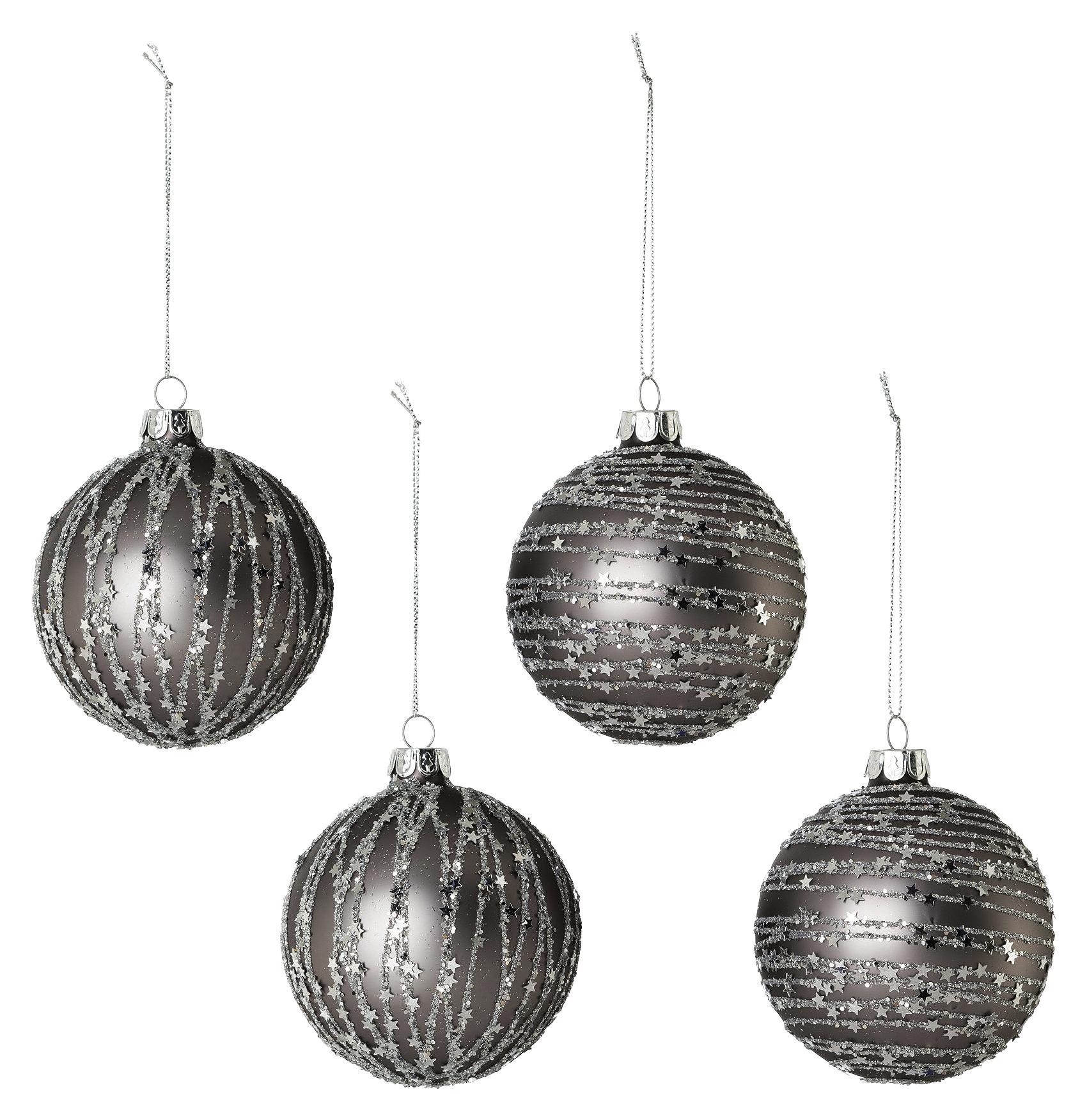 Függődíszek Star Grau - Szürke, modern, Üveg (8cm)