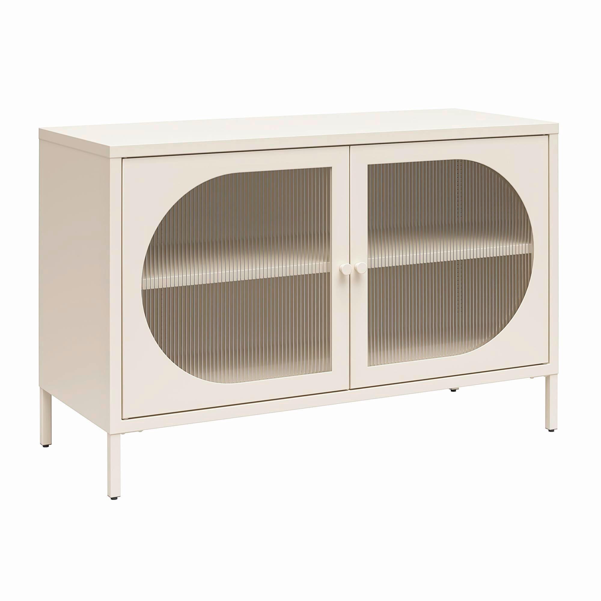 KOMMODE Luna Creme B: 100 cm - Creme, Design, Glas/Metall (100/64/40cm) - MID.YOU