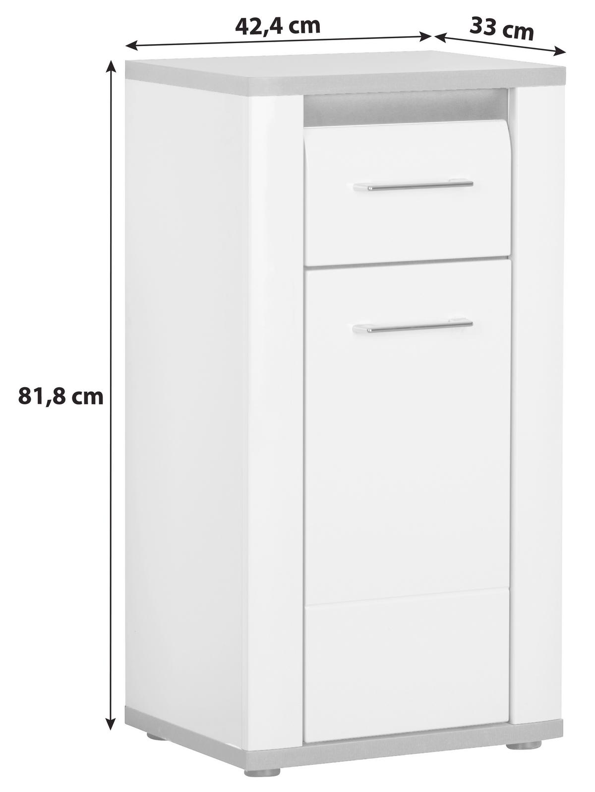 Unterschrank Mit Soft-Close + Led Alassio B: 42,4 cm, Weiß - Schwarz/Weiß, MODERN, Holzwerkstoff (42,4/81,8/33cm) - Luca Bessoni