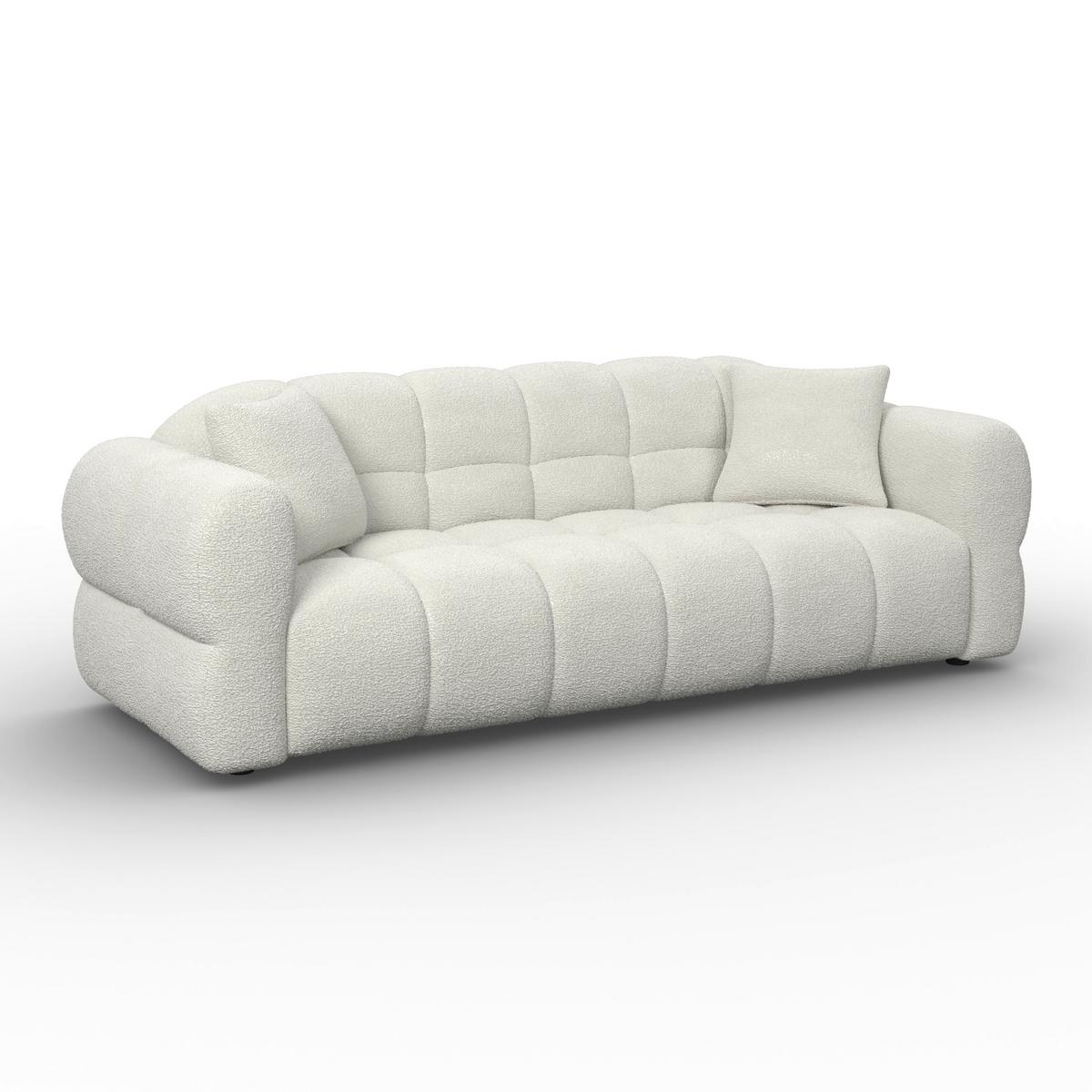 Pohovka MARIE, bílá žinylka, max. 360 kg - bílá/černá, Moderní, dřevo/textil (232/77/90cm) - Bessagi Home