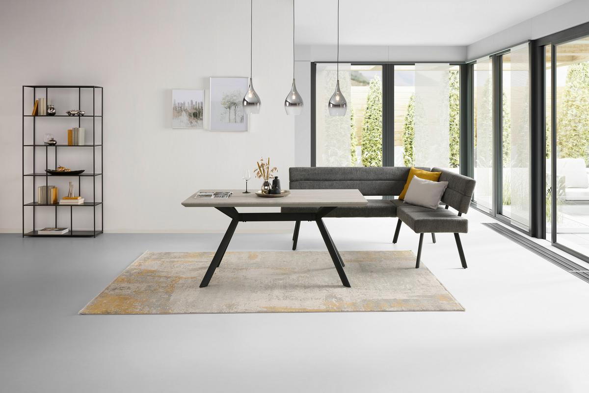 Eckbank Paros Anthrazit, S: 190x150 Cm - Anthrazit/Schwarz, KONVENTIONELL, Textil/Metall (190/150cm) - MID.YOU