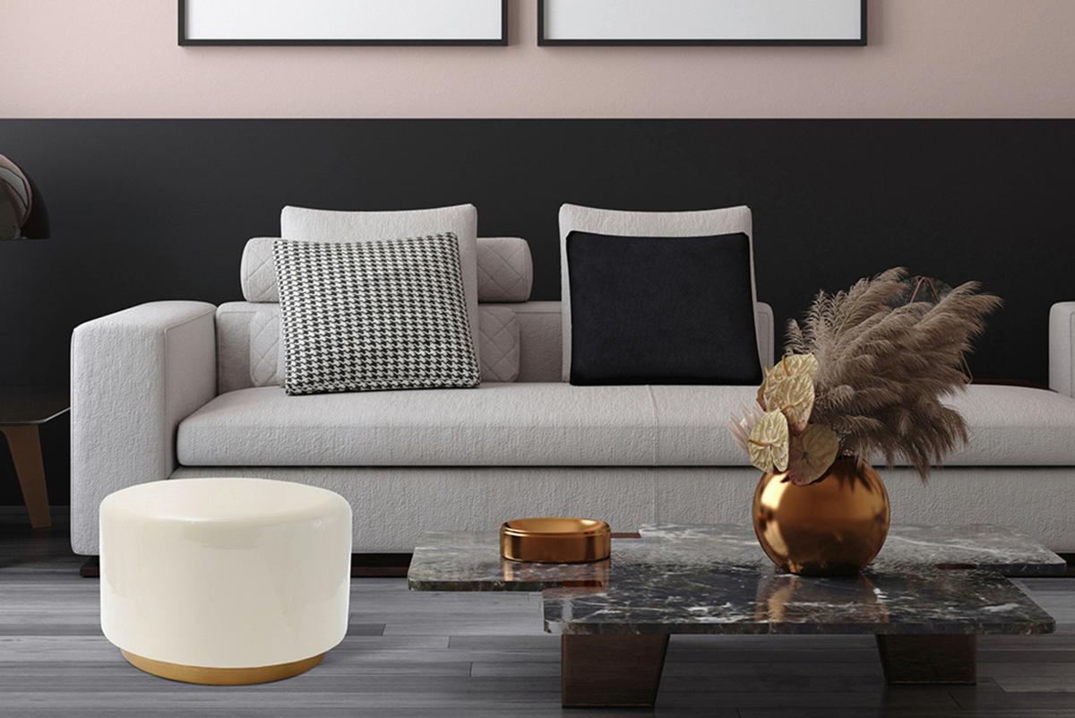 Hocker Artisse 250 Beige/goldfarben D: 51,5 Cm - Beige/Goldfarben, Design, Metall (51,5/43cm) - Kayoom