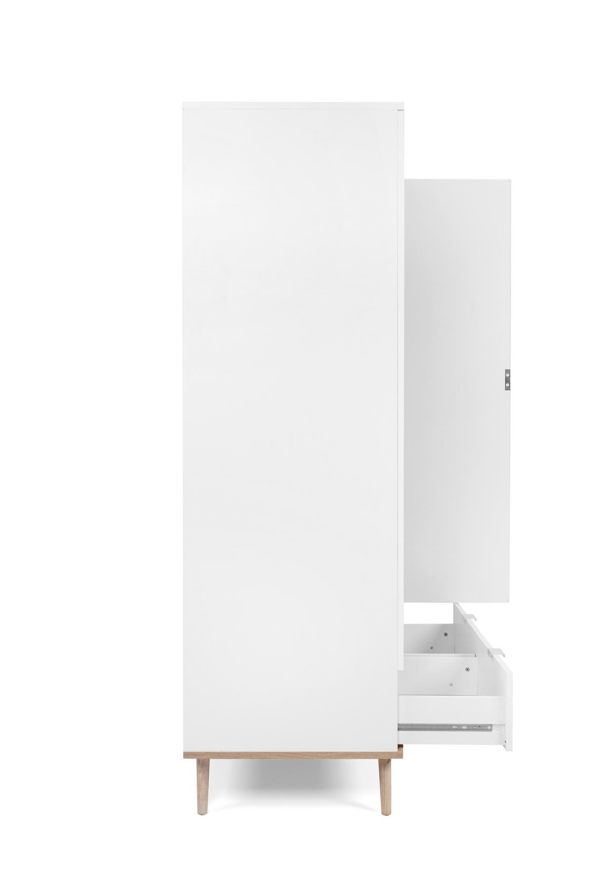 Drehtürenschrank + Schubladen B: 90 Cm Göteburg 61, Weiß - Eichefarben/Weiß, Design, Holzwerkstoff (90/180/55cm) - MID.YOU