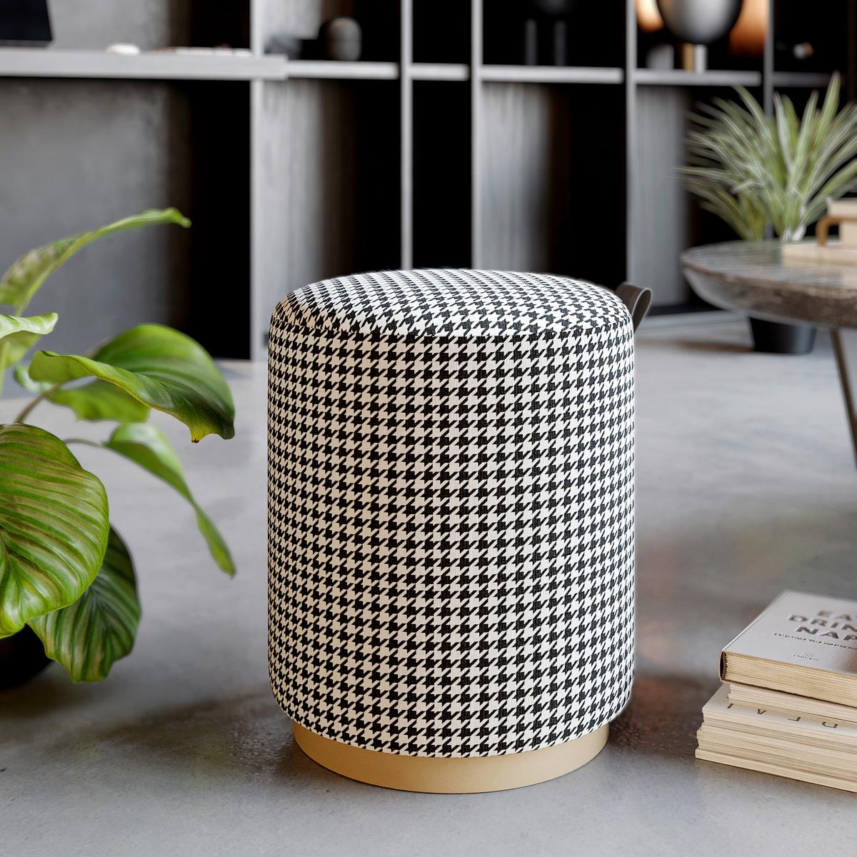 Hocker Macaria Schwarz/weiß B: 36 Cm - Eichefarben/Schwarz, Design, Textil (36/43/36cm) - Livetastic