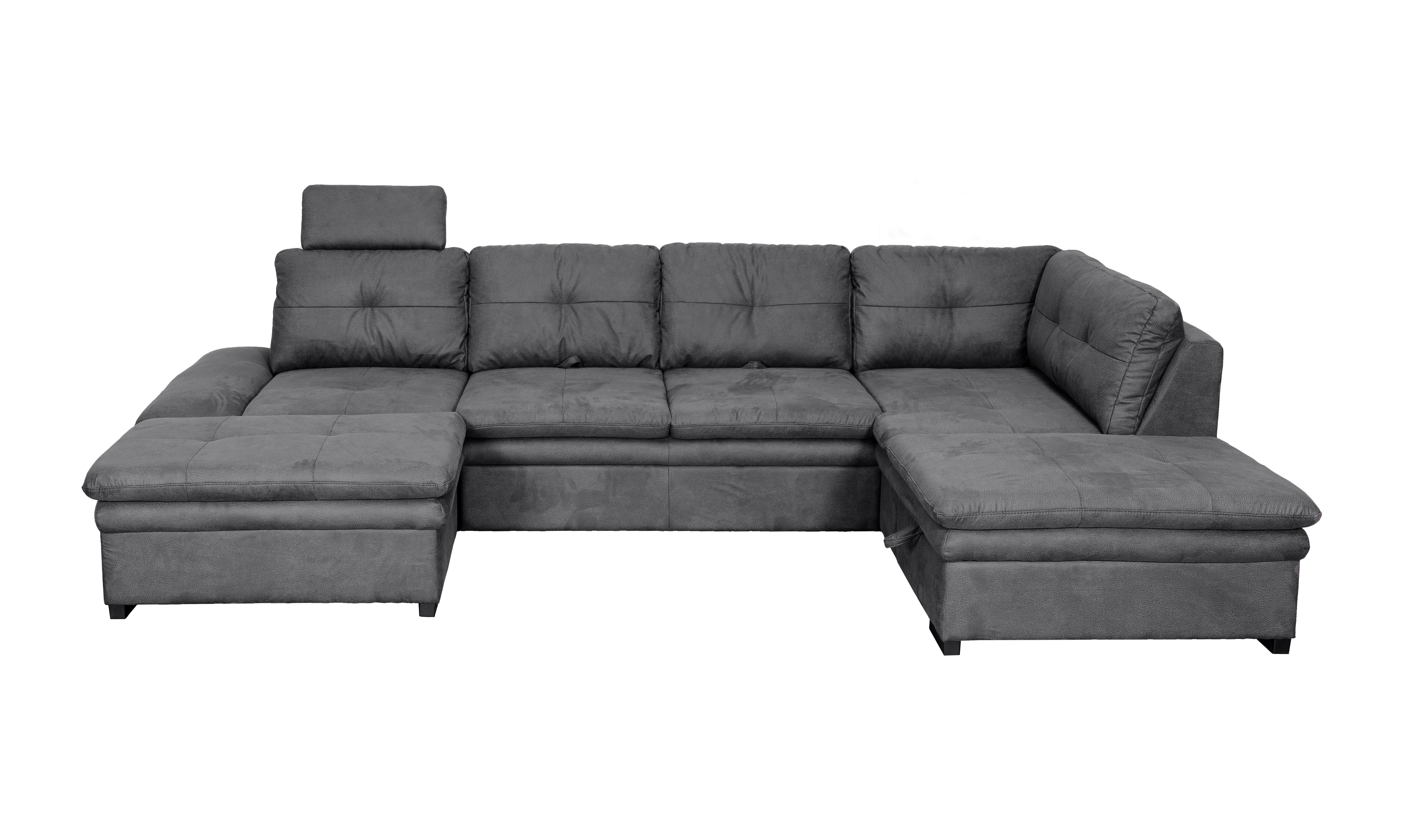 Sedací Souprava U-form Hit - Antracitová - barvy stříbra/antracitová, Design, textil/plast (323/210cm) - Bessagi Home