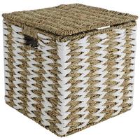 KOŠÍK LENA - biela/prírodná farba, Konventionell, kov/prírodné materiály (30/30/30cm) - Mömax