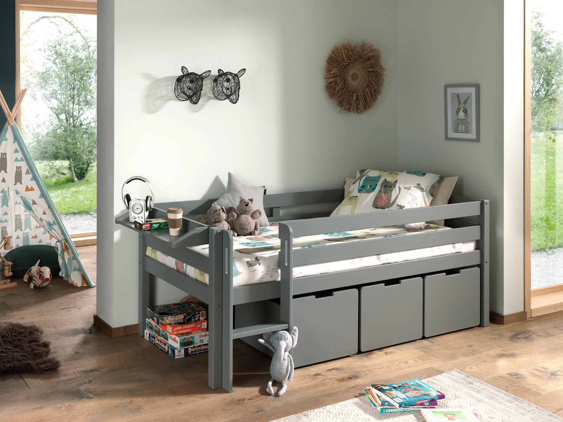 Spielbett Pino Grau 90x200cm - Grau, MODERN, Holz/Holzwerkstoff (90/200cm) - Vipack