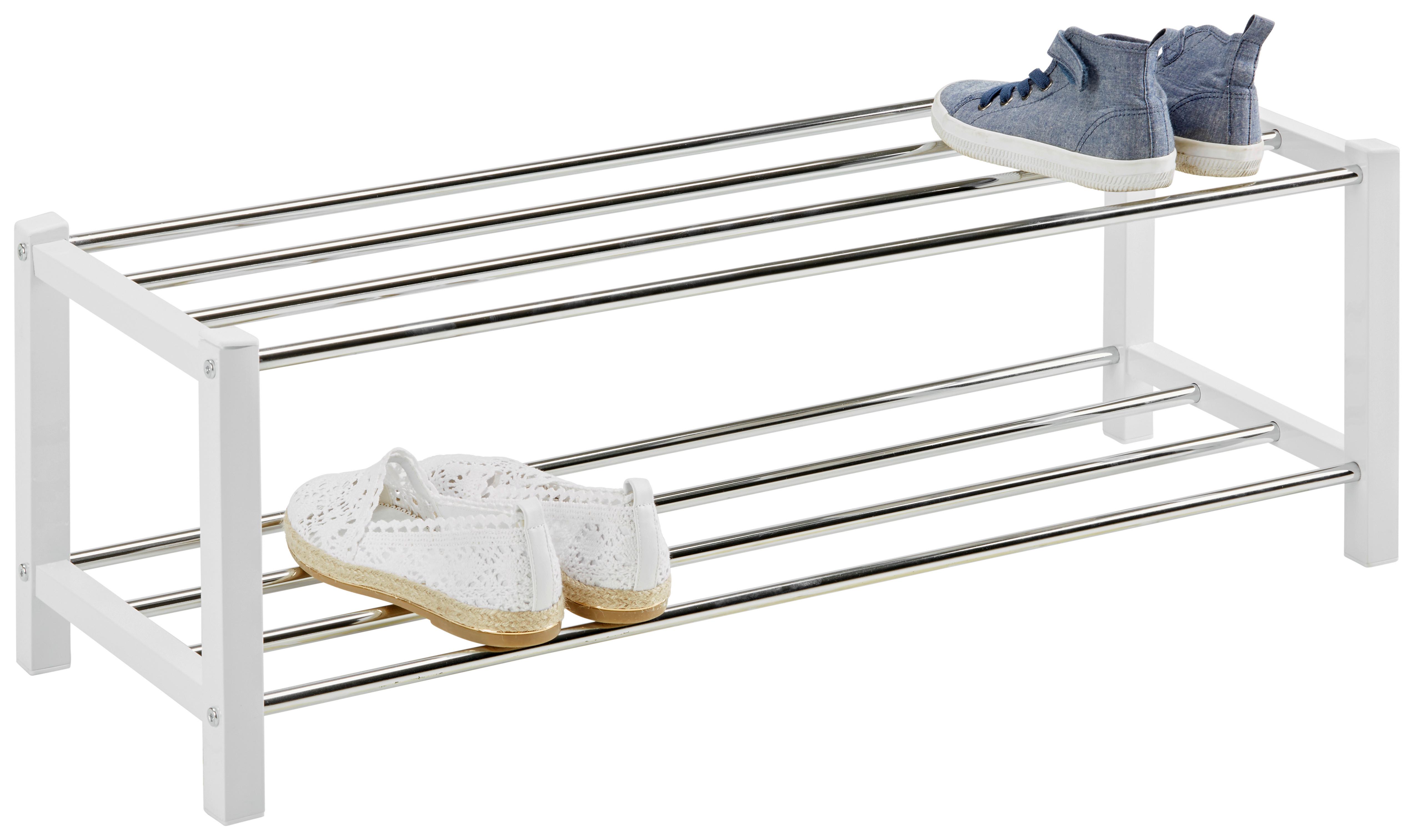 REGÁL NA BOTY BENNY - bílá/barvy chromu, Konvenční, kov (80/27/28,5cm) - Based