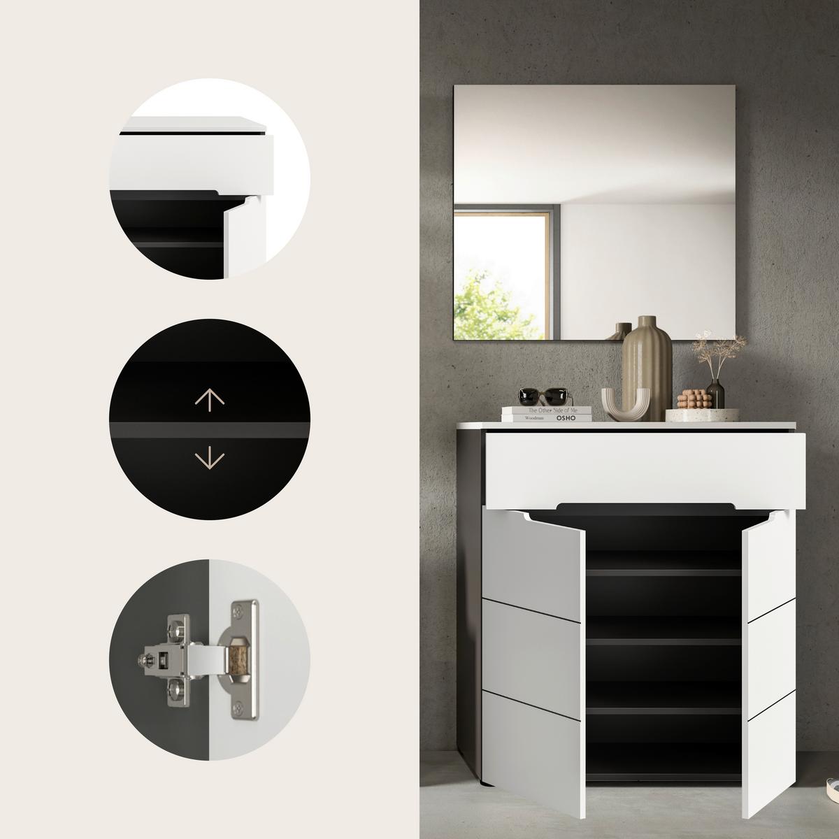 Garderobe Canu 2-Teilig Grau/Weiß B: 80 cm - Weiß/Grau, Design, Holzwerkstoff (80/190/37cm) - Livetastic