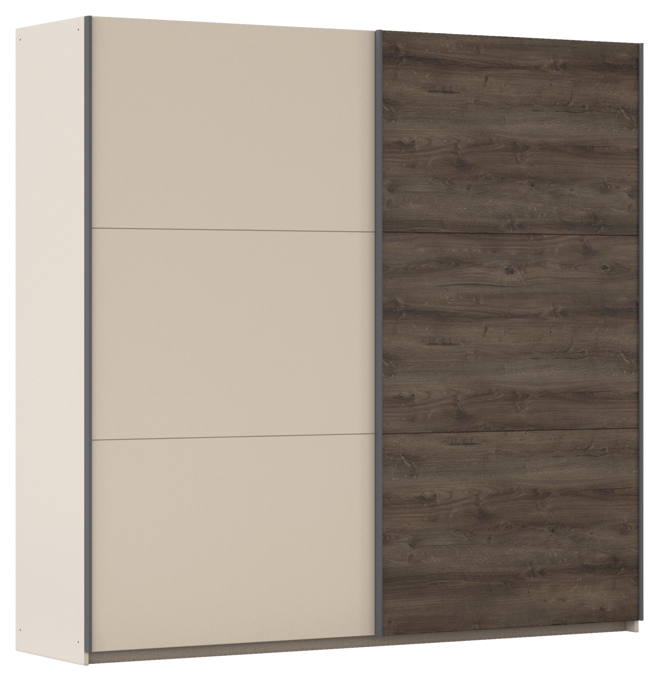 Schwebetürenschrank Sajo-extra 218cm, Champagner - Eiche dunkel/Champagner, Trend, Holzwerkstoff (218/210/59cm)