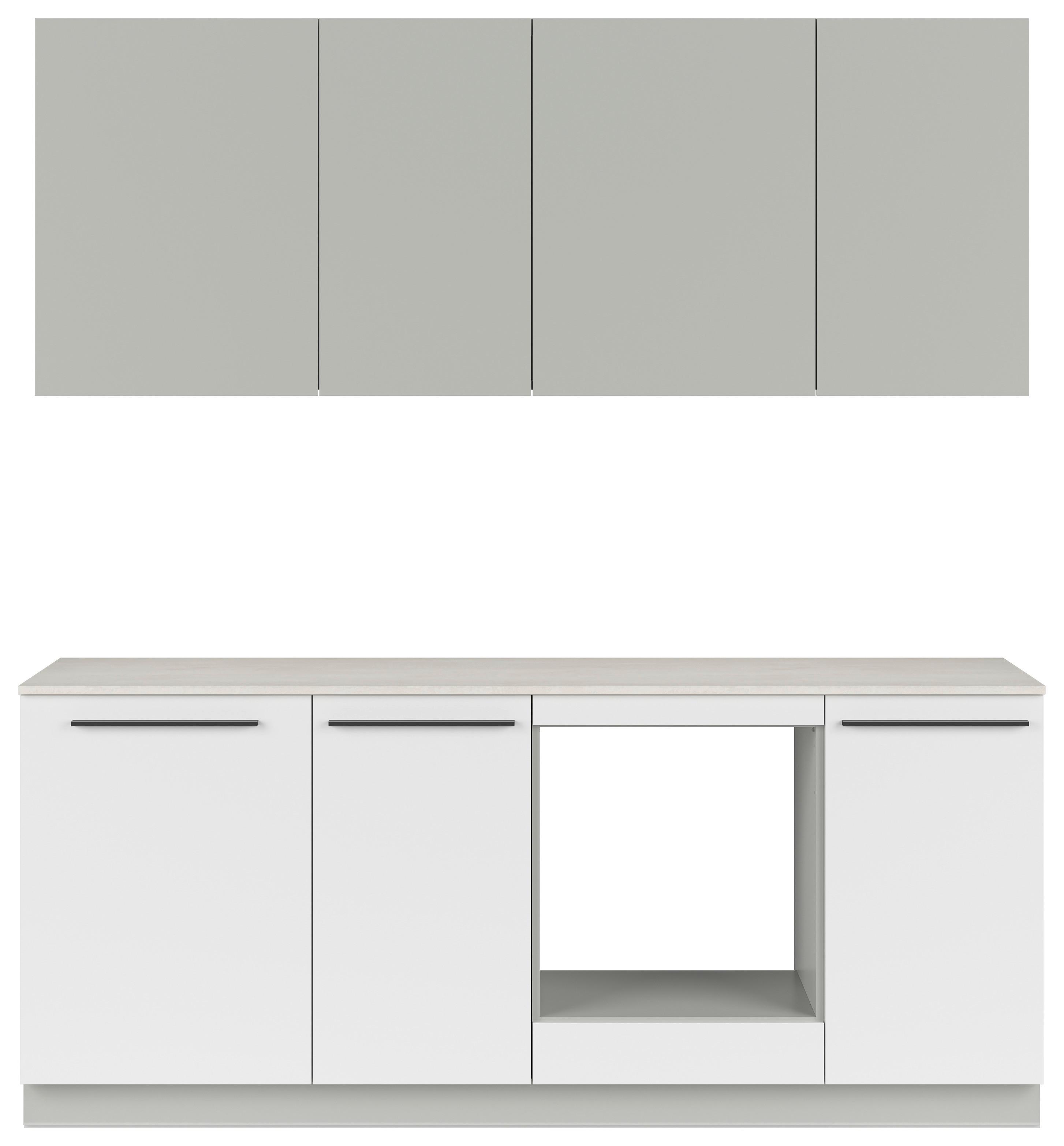 Kuchyňská linka, š.210 cm MILINO SMALL - šedá/bílá, Basics, kompozitní dřevo/plast (210cm) - Visiona