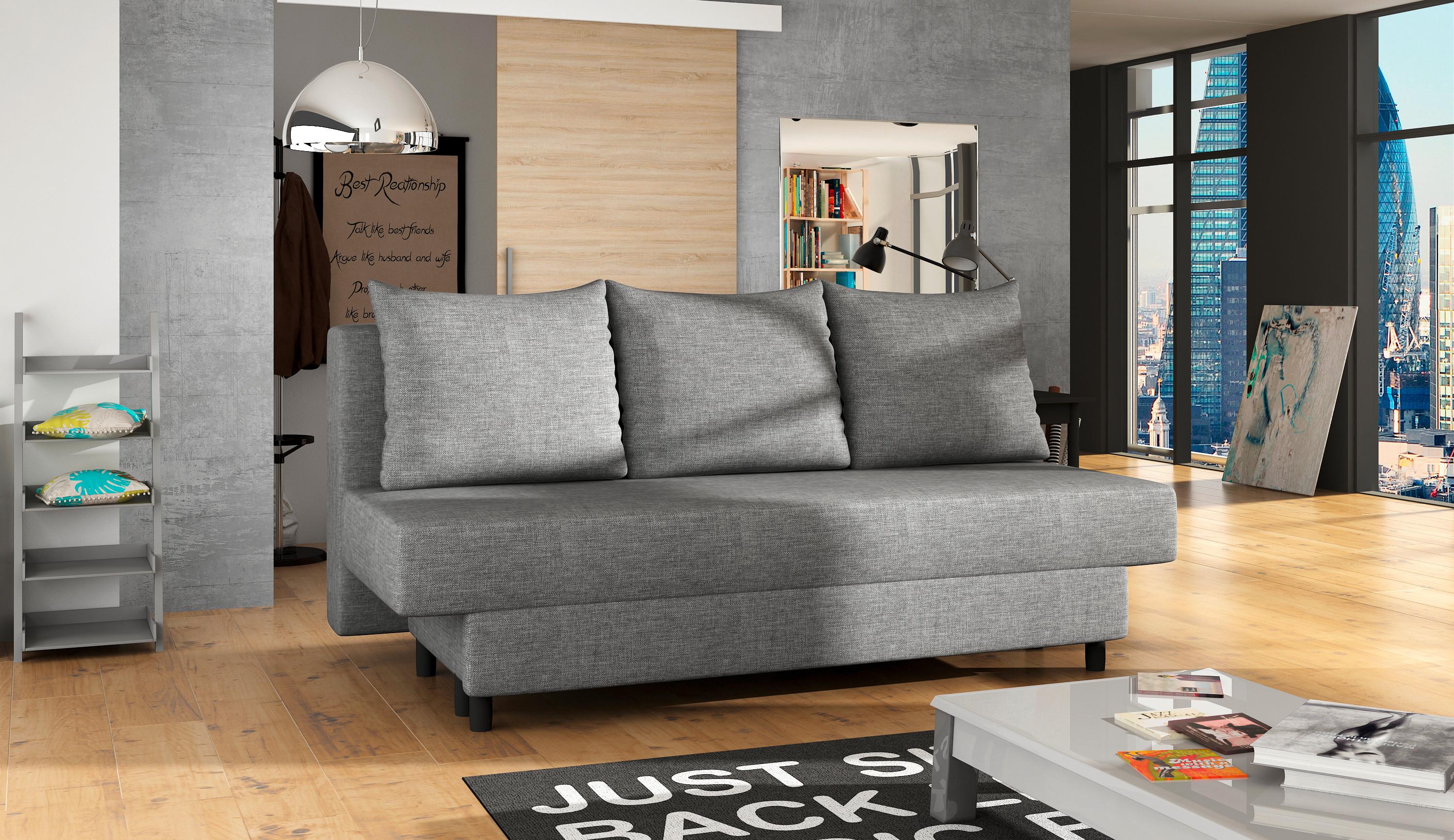 Schlafsofa Amaza - Schwarz/Grau, Design, Textil (190/83/82cm) - MID.YOU