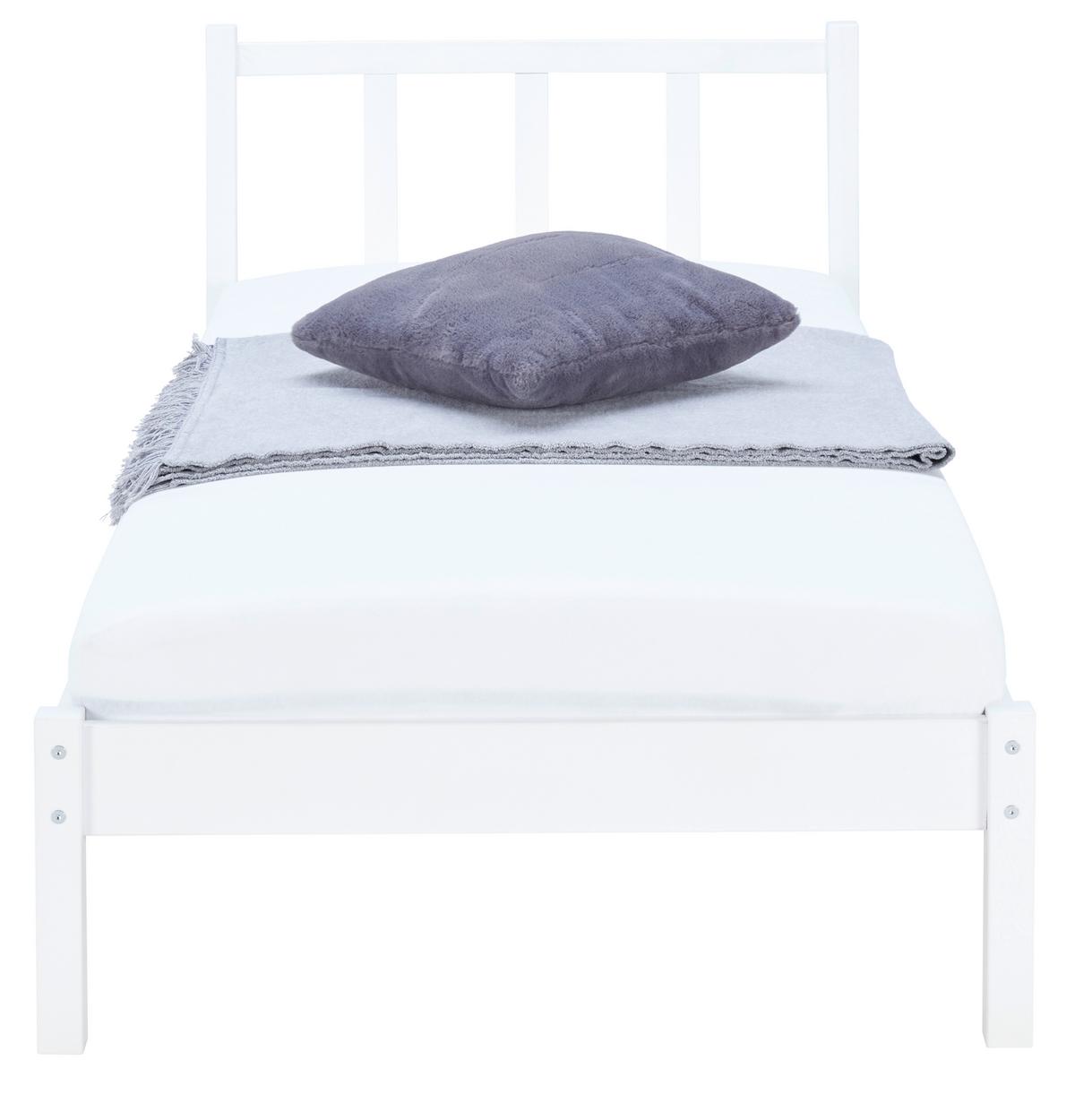 Massivholzbett Maren Ohne Lattenrost 90x200cm Weiß - Weiß, Basics, Holz (90/200cm)