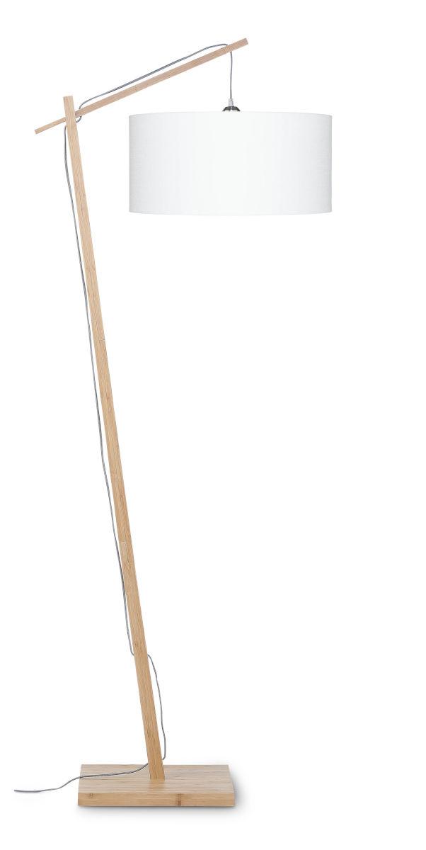 Stehlampe Andes Weiß/ Naturfarben mit Fußschalter - Naturfarben/Weiß, Design, Holz/Textil (70/176cm) - Good & Mojo