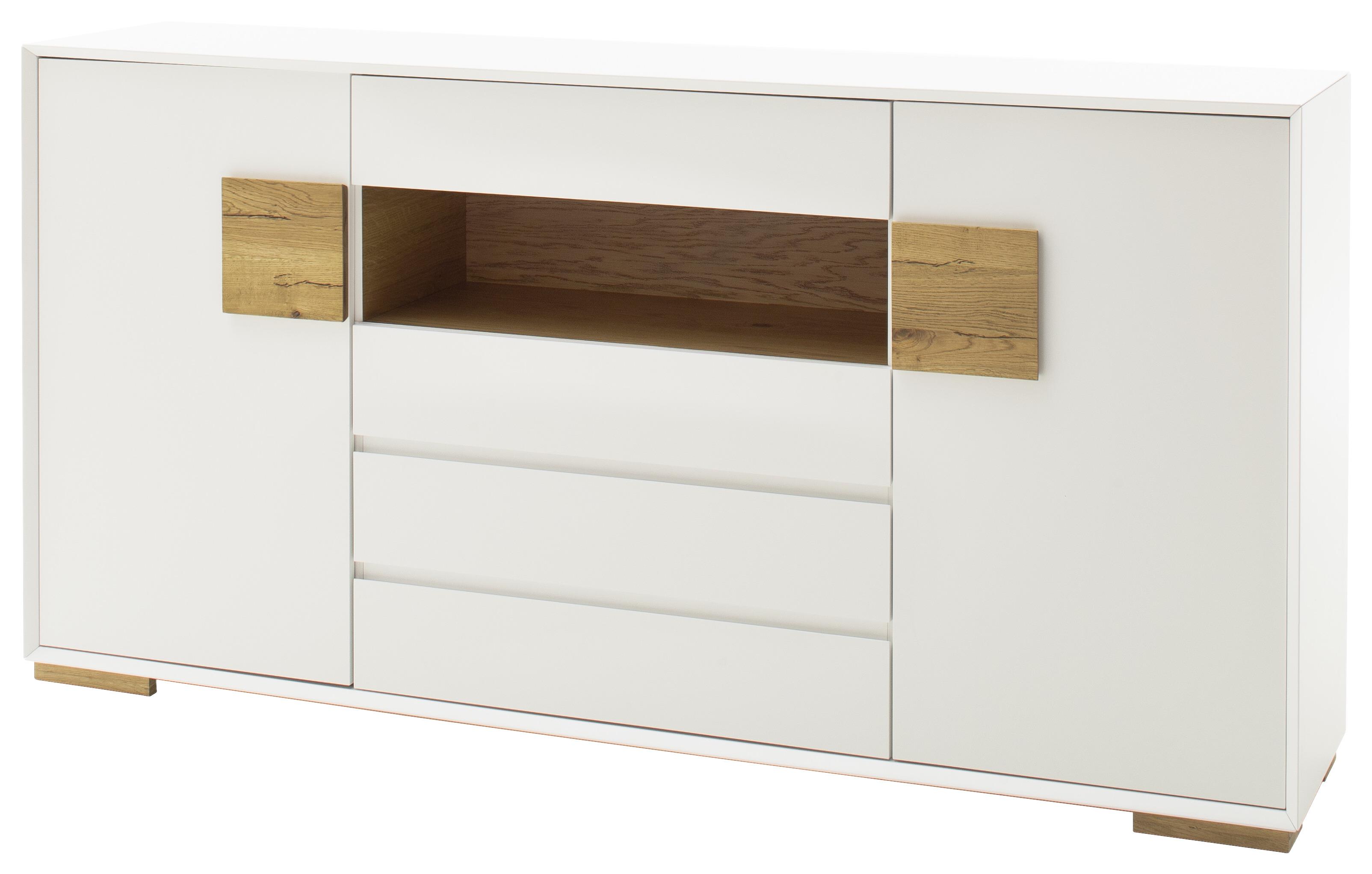 Sideboard Mit Soft-Close B 188 cm Janela, Weiß/Eiche Dekor - Eichefarben/Naturfarben, MODERN, Holzwerkstoff (188/94/40cm) - Livetastic