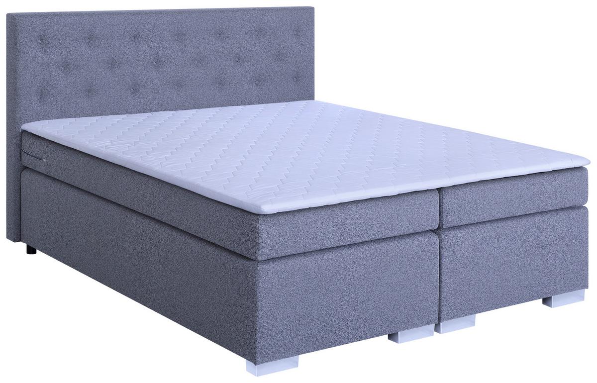 Boxspringbett Mit Topper 180x200 Korfu - Chromfarben/Hellgrau, MODERN, Holzwerkstoff/Textil (180/200cm) - MID.YOU