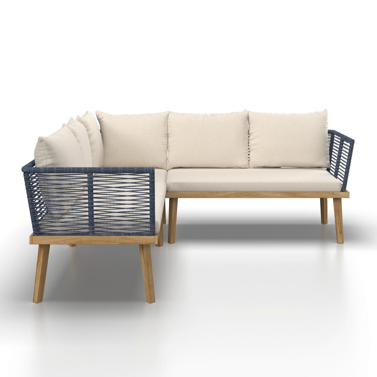 JEDÁLENSKÁ TERASOVÁ SÚPRAVA JULINA - farba akácie/krémová, Modern, kov/drevo (205/76/72cm) - Bessagi Garden