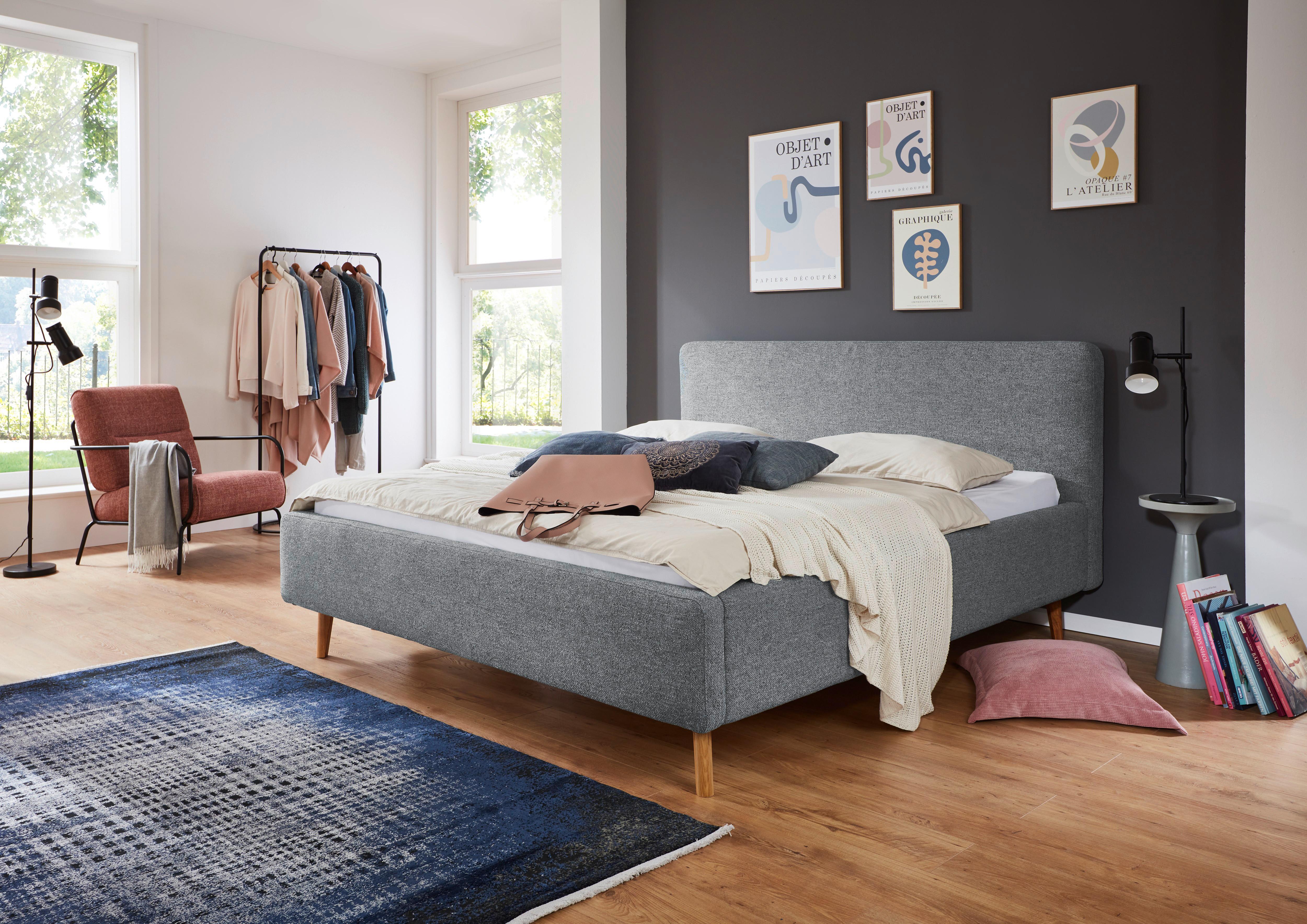 Polsterbett Mattis Herve Türkis 160x200cm - Türkis/Eichefarben, Design, Textil (160/200cm) - MID.YOU