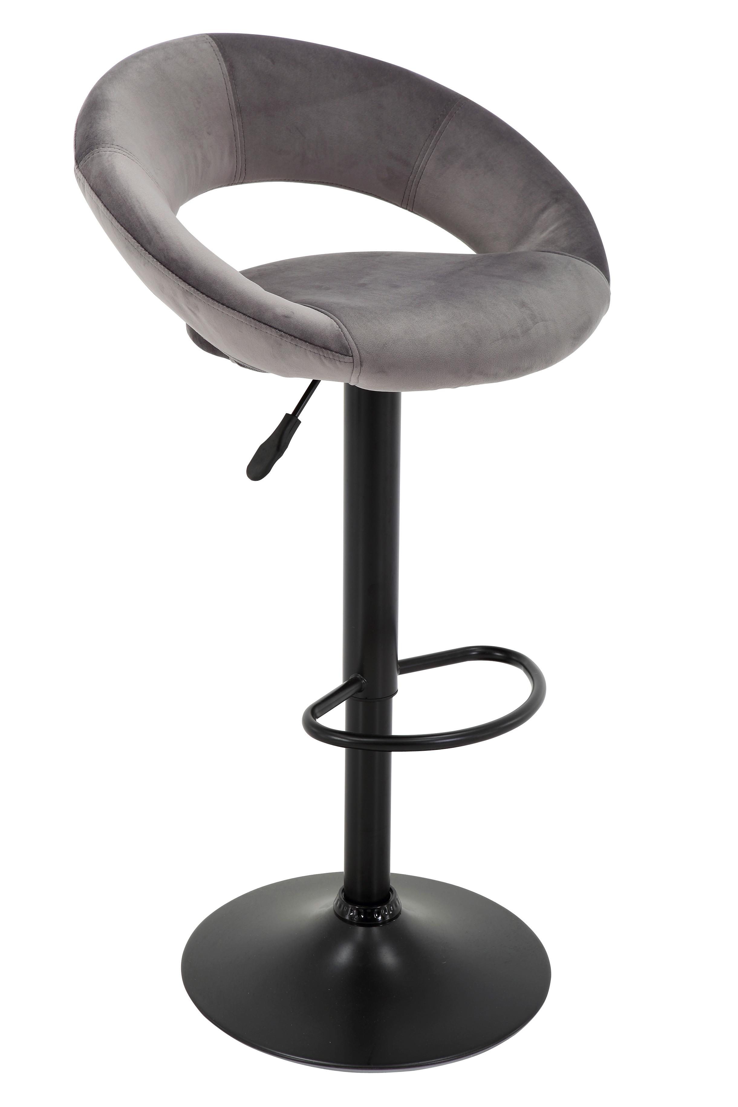 Barová Židle Walker - šedá/černá, Moderní, kov/textil (56/82-103/50cm) - Modern Living