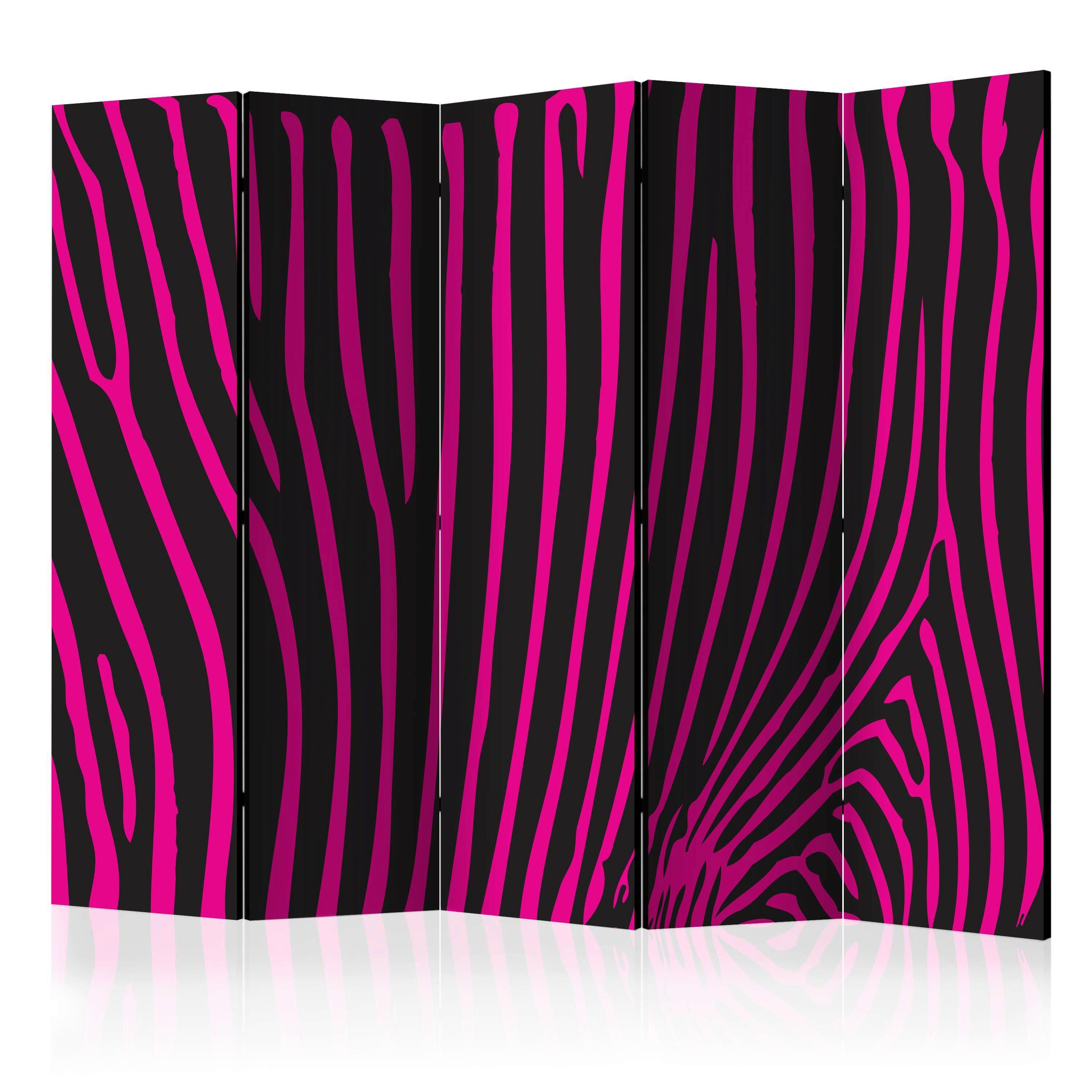PARAVENT Schwarz Pink B: 225 cm - Pink/Schwarz, Basics, Holz/Textil (225/172/2cm) - artgeist