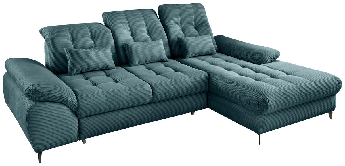 Eckschlafsofa Delphino, Petrol S: 273x189 cm - Petrol/Schwarz, MODERN, Textil (273/189cm) - Livetastic