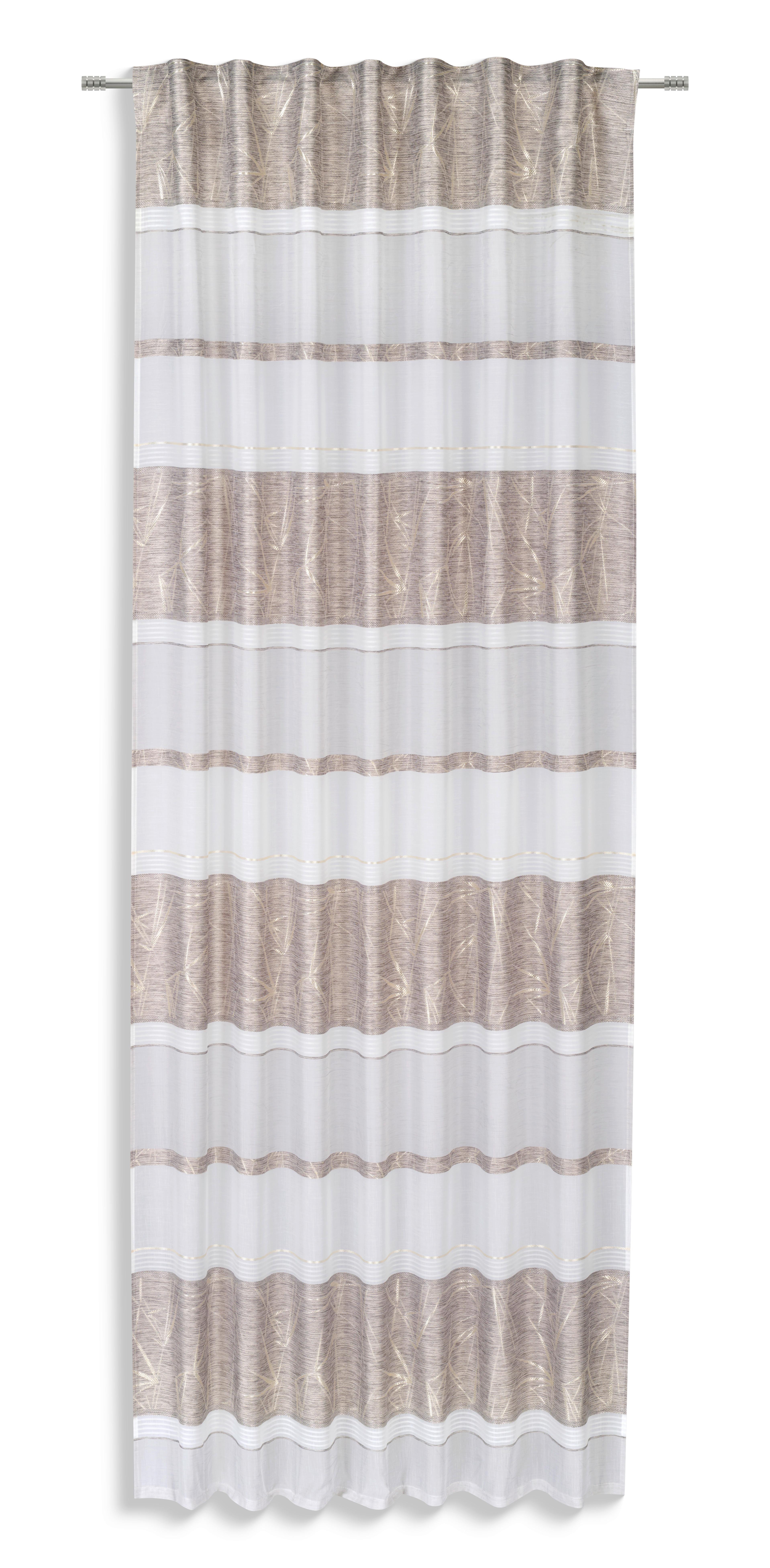 Fertigvorhang Miriam - Silberfarben/Weiß, MODERN, Textil (140/245cm) - Luca Bessoni