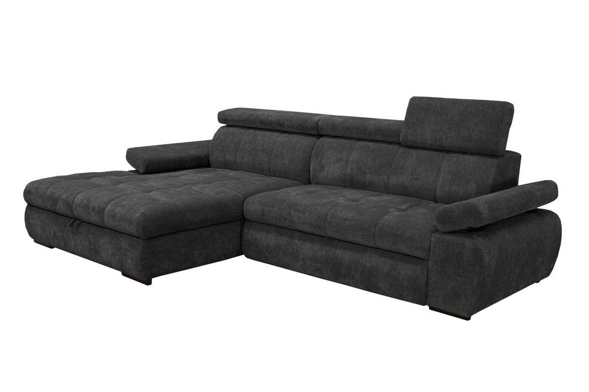 Rohová sedačka VEGAS, levá, černá žinylka - černá, Design, dřevo/textil (173/294cm)
