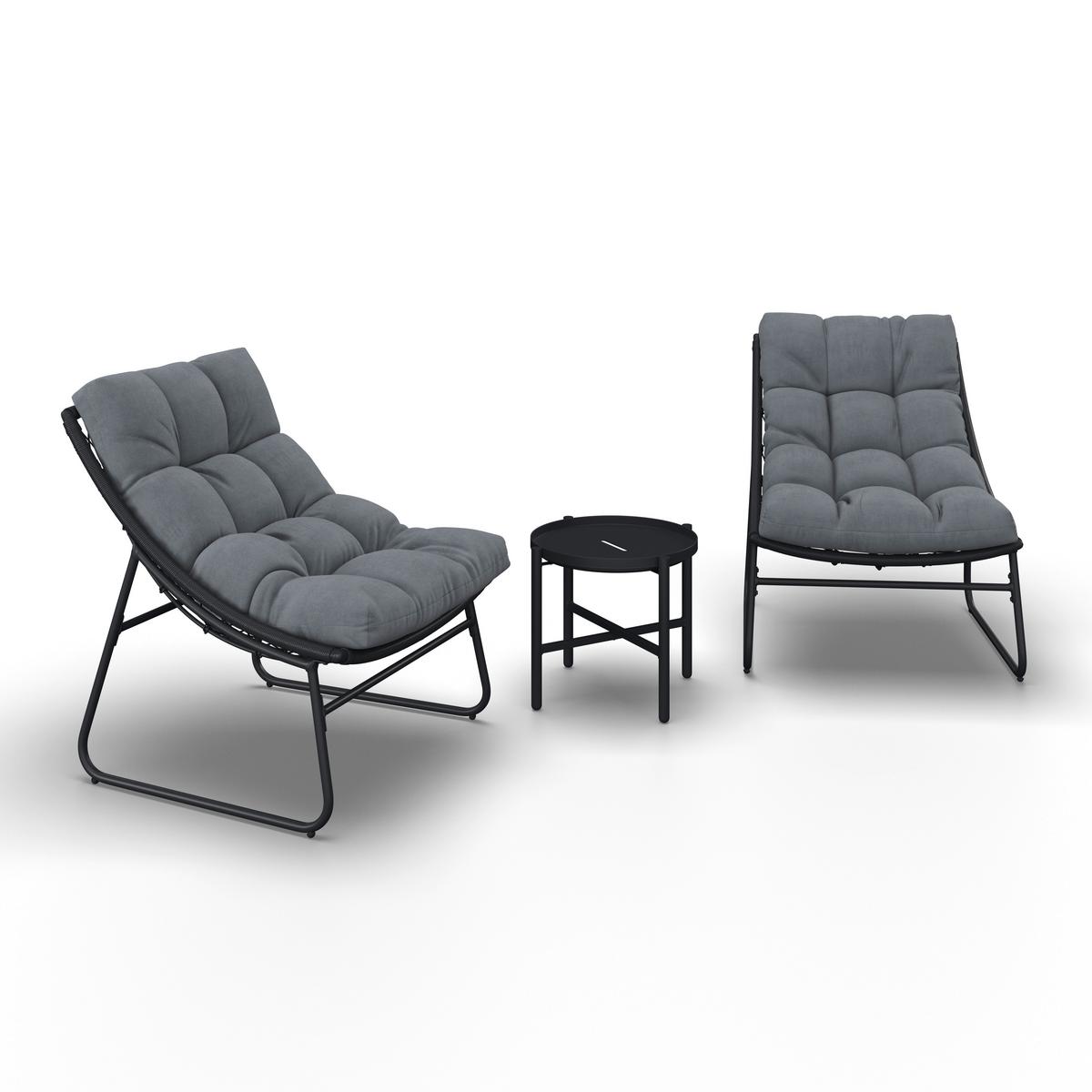 BALKÓNOVÁ ZOSTAVA ELIA - sivá/tmavosivá, Modern, kov/textil - Bessagi Garden