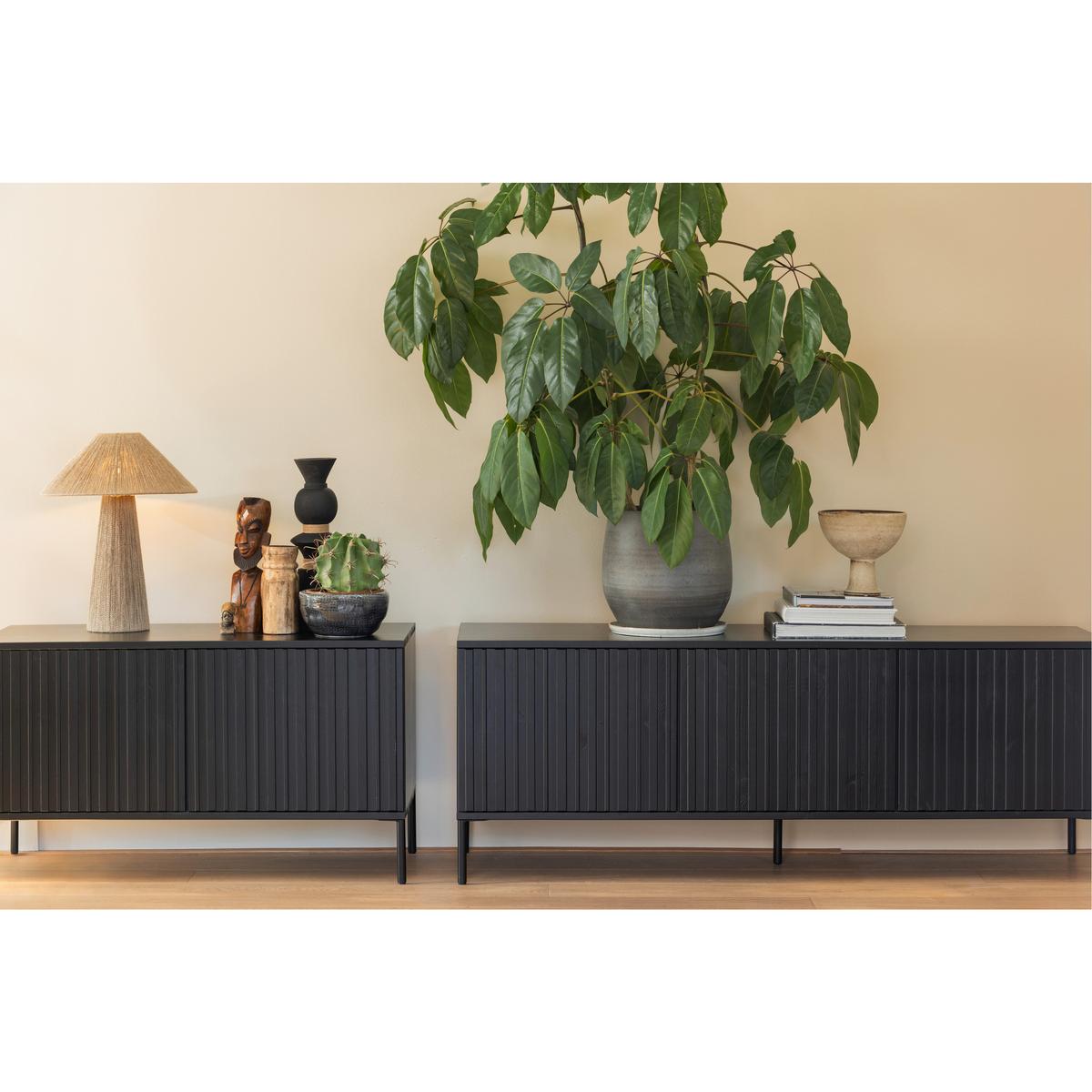 LOWBOARD Gravure Schwarz B: 100cm - Schwarz, Design, Holz (100/56/44cm) - Livetastic