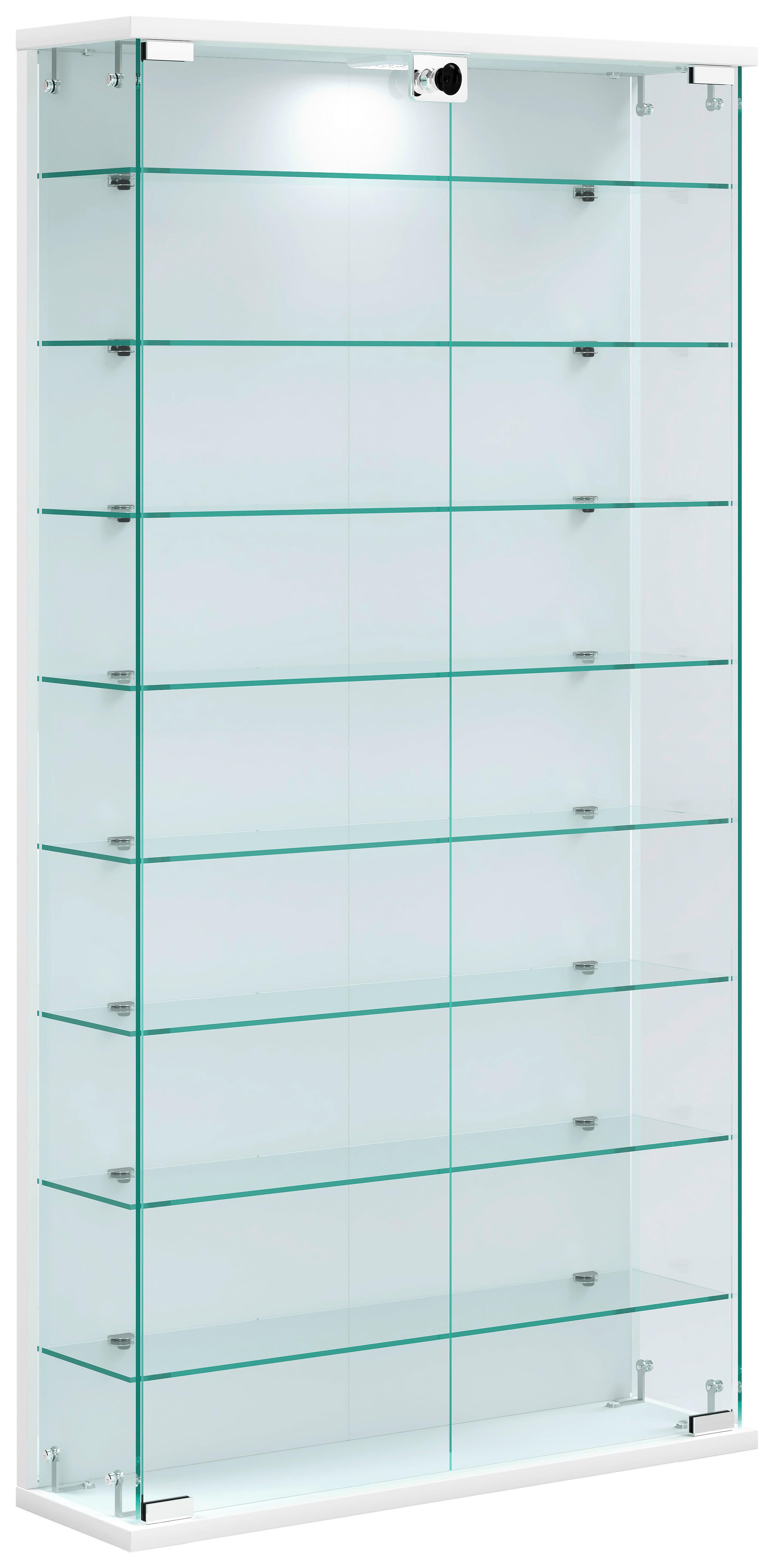 Vitrine Relas Weiß B: 59 cm - Transparent/Schwarz, Design, Glas/Holzwerkstoff (59/114/17cm) - MID.YOU