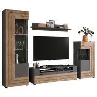 Wohnwand Freno Nox Oak B: 290 Cm - KONVENTIONELL, Glas/Holzwerkstoff (290/195/40cm) - MID.YOU