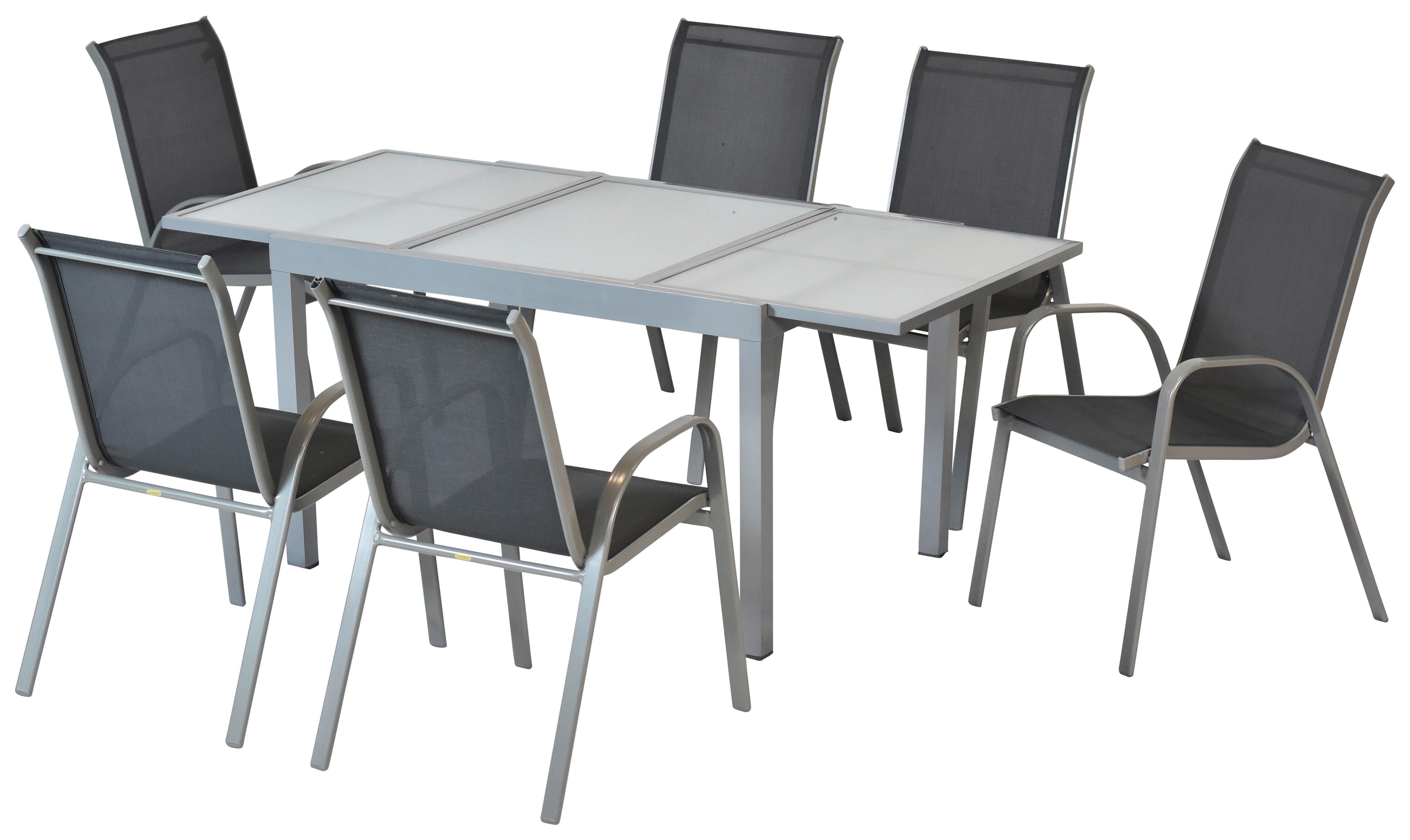 Gartenset Sorrento - Silberfarben/Grau, MODERN, Textil/Metall - Gardenson