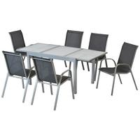 Gartenset Sorrento - Silberfarben/Grau, MODERN, Textil/Metall - Gardenson