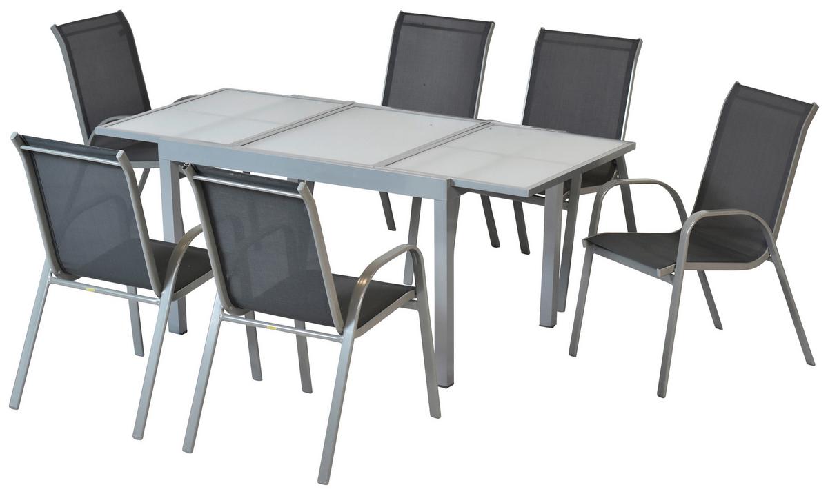 Gartenset Sorrento - Silberfarben/Grau, MODERN, Textil/Metall - Gardenson