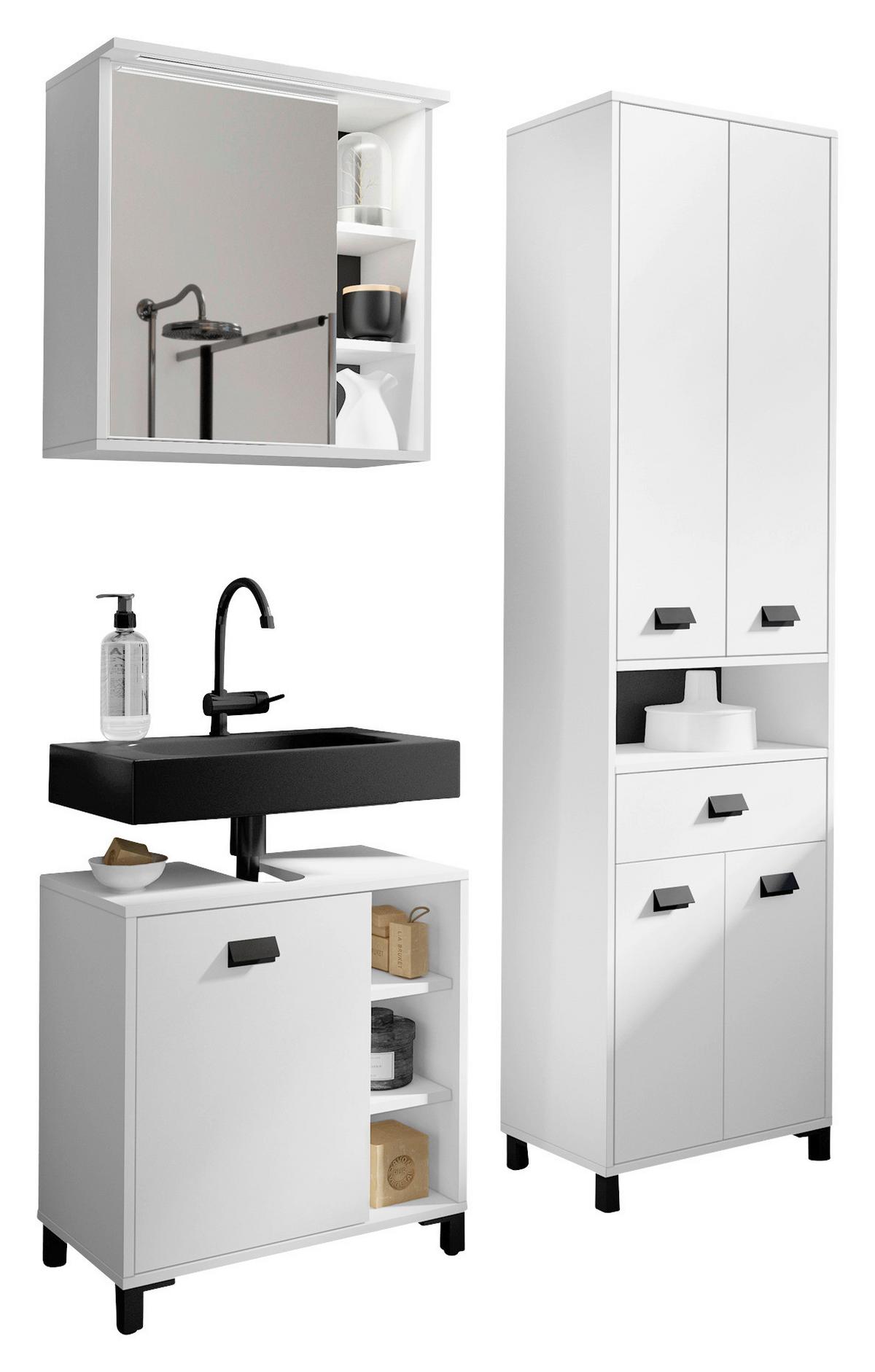 Badezimmer Wellness Weiß/Schwarz B: 114 cm - Schwarz/Weiß, MODERN, Holzwerkstoff/Kunststoff (114cm) - MID.YOU