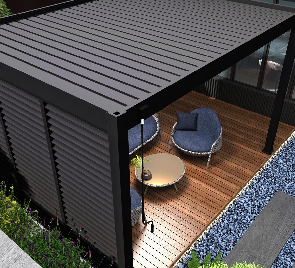 Pavillon-Seitenteil 123x235cm wetterfest - Anthrazit, Basics, Metall (123/235/10cm) - Gardenson