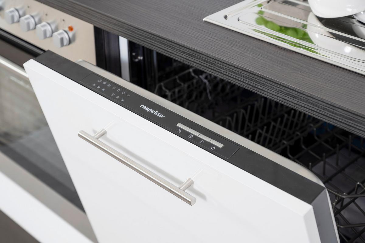 Küchenzeile Respekta Rp250ewc mit Geräte 250 cm Grau/Schwarz - Schwarz/Grau, Basics, Holzwerkstoff (250cm) - Respekta