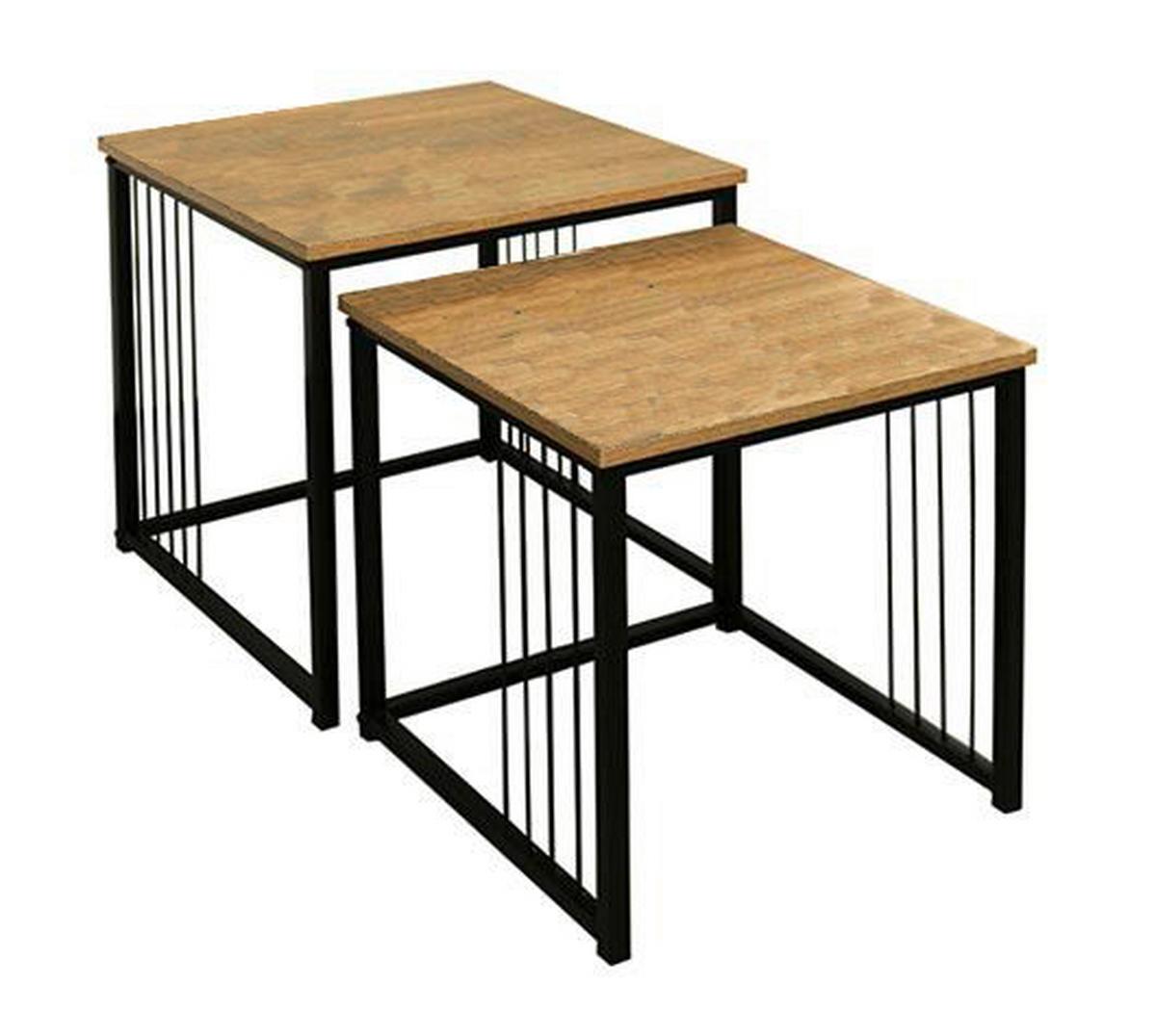 SADA PRÍRUČNÝCH STOLÍKOV NEAPL - čierna/prírodná farba, Modern, kov/kompozitné drevo (40-35/50-45/40-35cm)