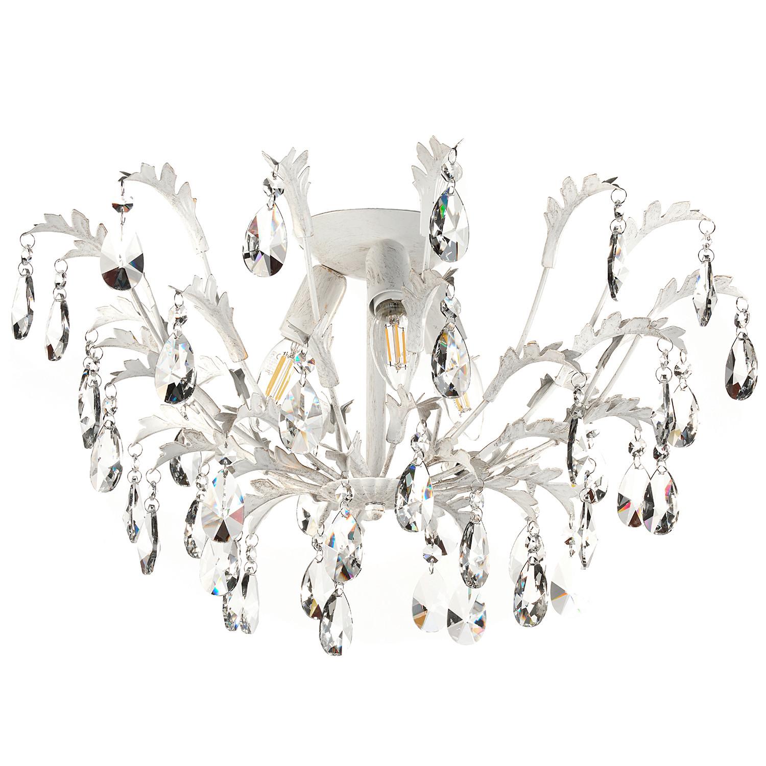 DECKENLEUCHTE 3-flamming - Weiß, KONVENTIONELL, Glas/Metall (55/30cm)