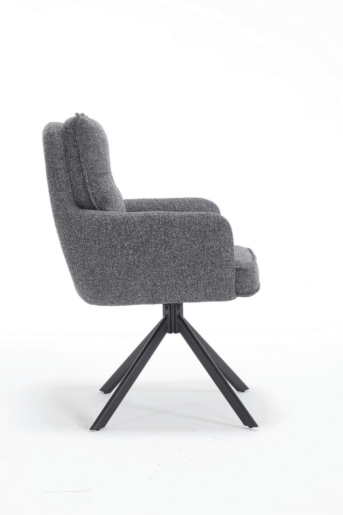 Armlehnstuhl Anthrazit B: 60cm - Anthrazit/Schwarz, MODERN, Textil/Metall (60/93/67cm) - Livetastic