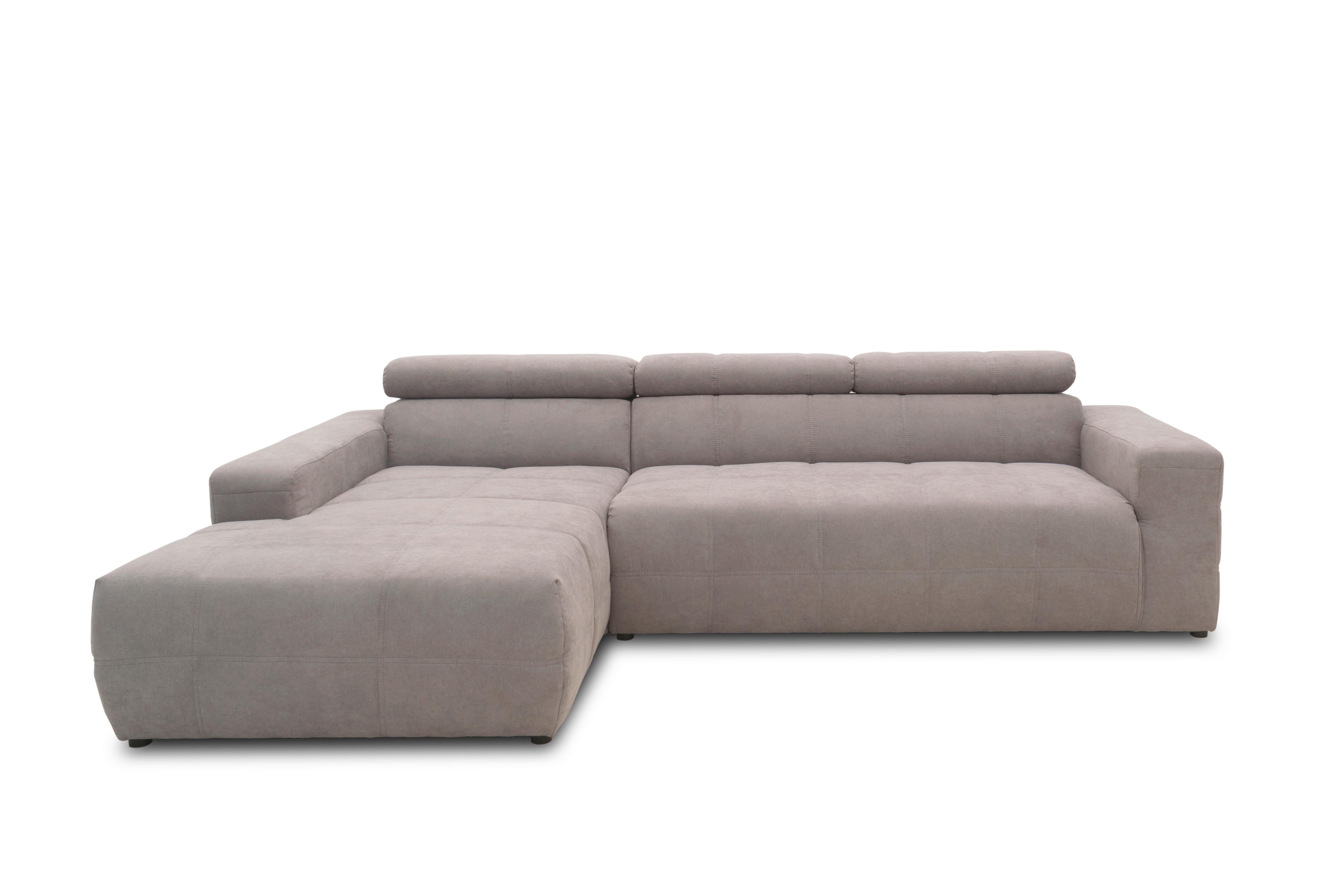 Ecksofa Mit Sitztiefen- Verstellung Brandon Silbern - Silberfarben/Schwarz, Design, Textil (175/285cm) - MID.YOU